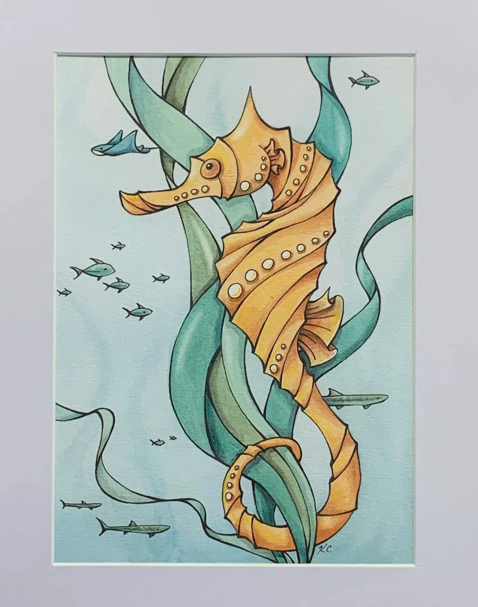 Kim Cois Golden Seahorse	watercolor	$75