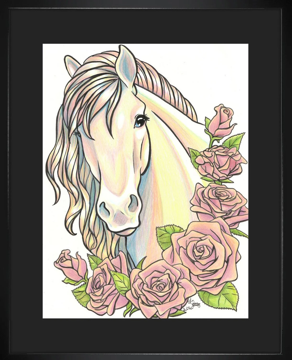 Liz Staley Pearl and Roses	original colored pencil & ink on bristol	$150