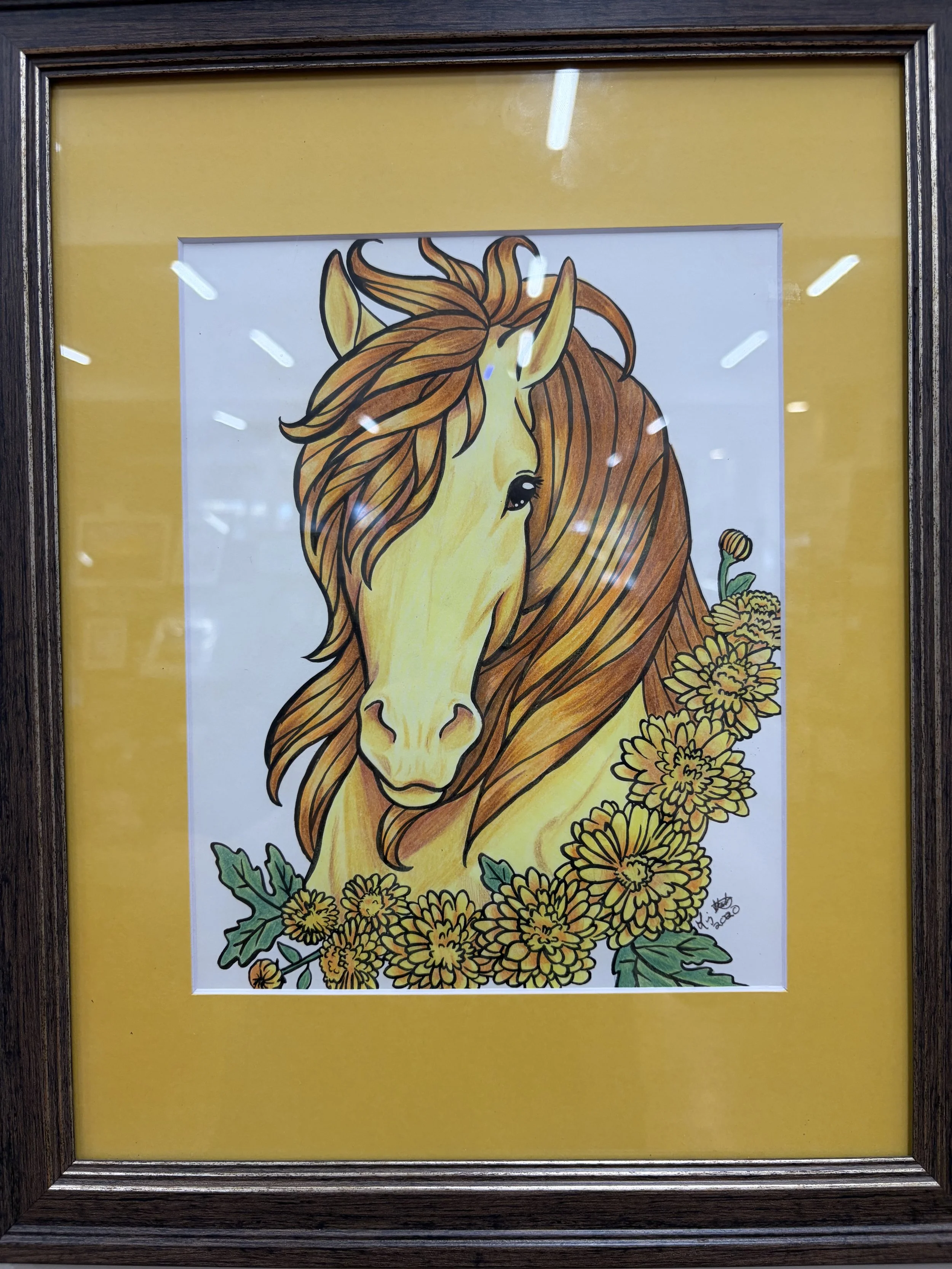 Liz Staley - Topaz and Chrysanthemum - ink and colored pencil on bristol board - LSS-058C - $150	