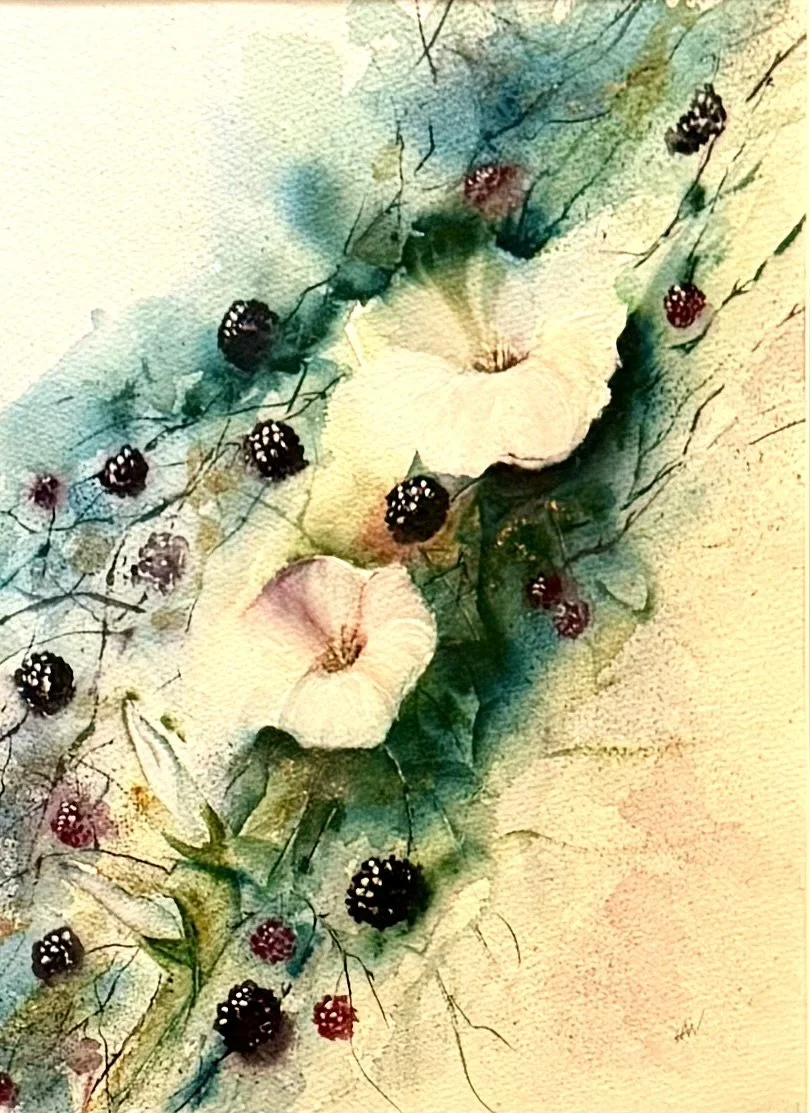 Gloria Walker White Flowers with Berries	watercolor	$300