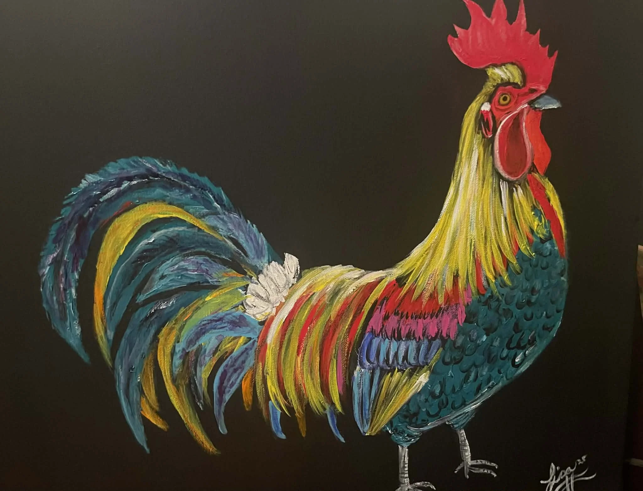 Lisa Harding - In search of a Spring Chicken	- acrylic on canvas - $105