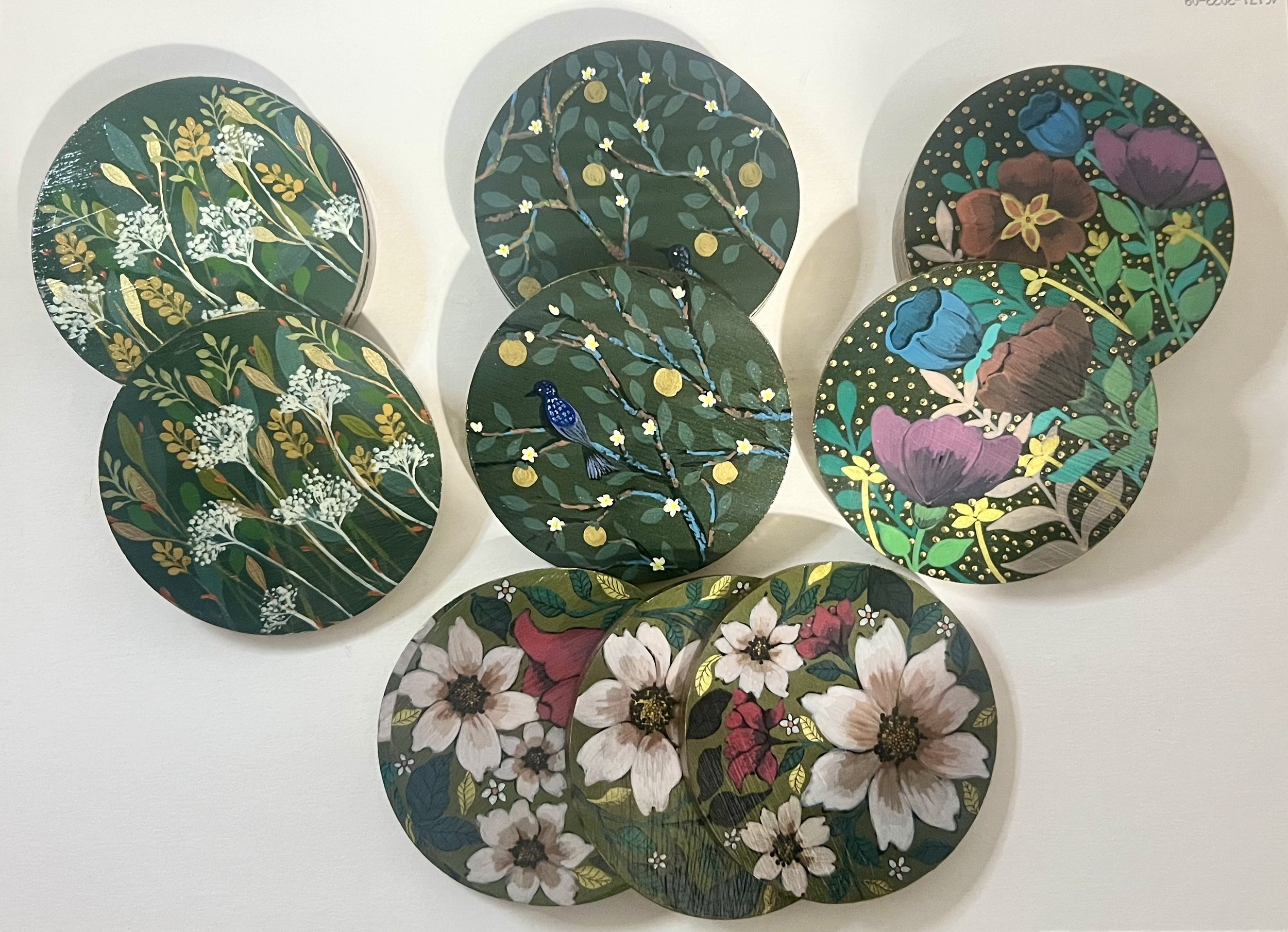 Hand painted Coasters by Paola Diaz