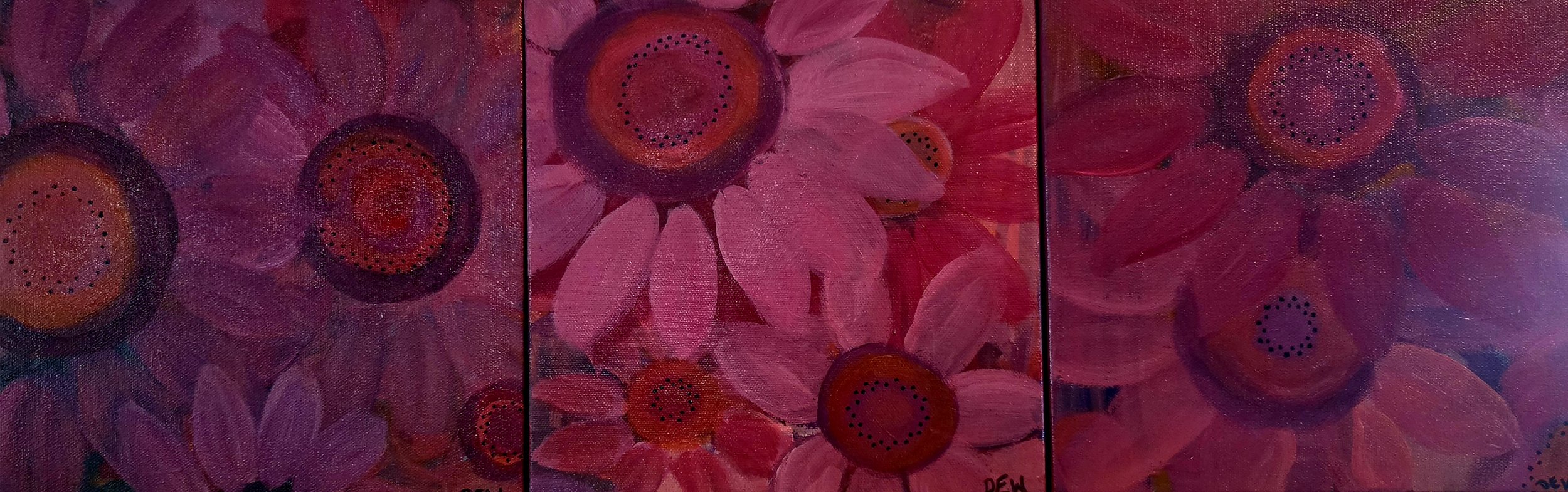 Donna Werling - Going to Seed - acrylic triptych - DEW187 - $275 for the 3 panels