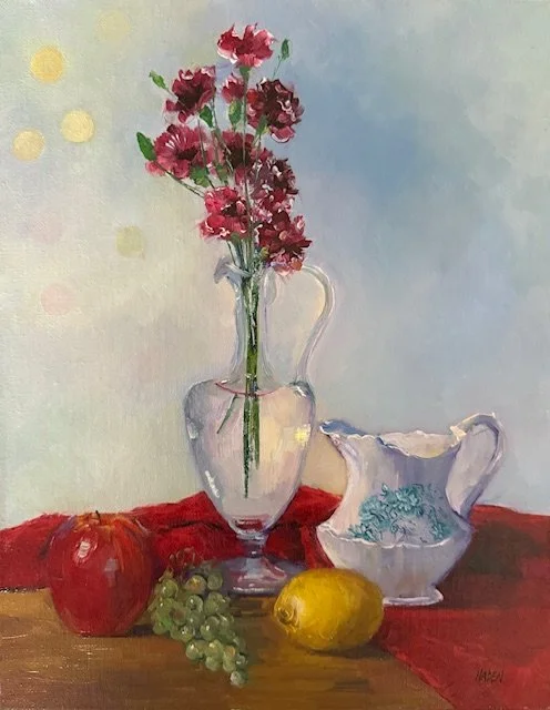 Cindy Baker Red, Yellow & Blue oil $75