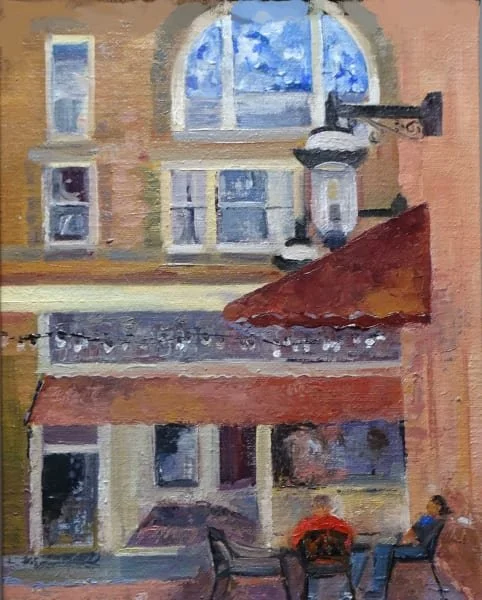 Brussels Cafe Alley, Oil, plein-air 2019 - Cindy Baker.jpg