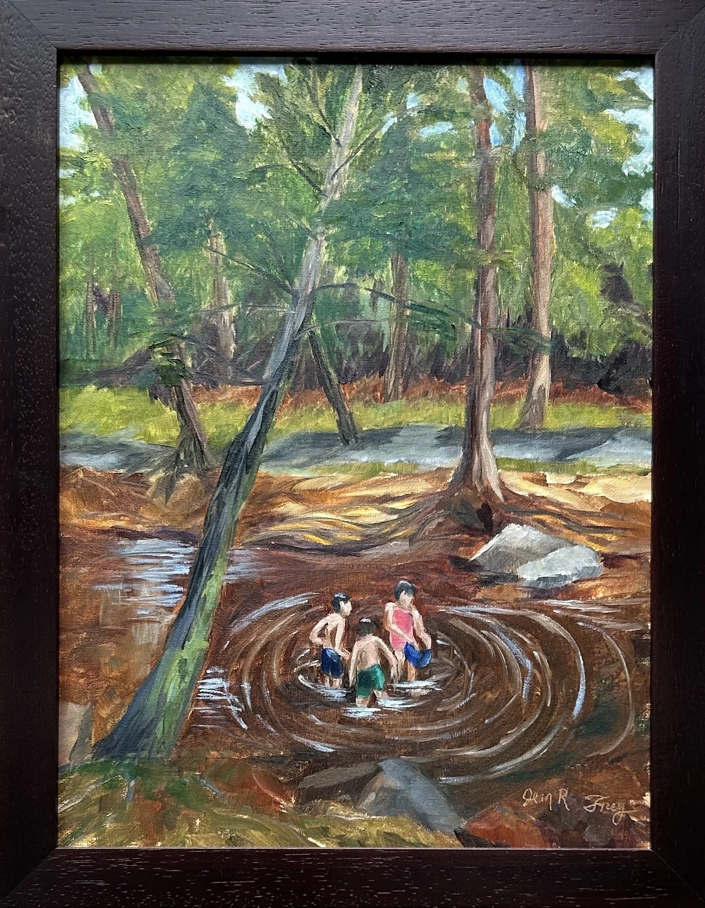 Jean Frey Splashing in the Creek	oil	$225