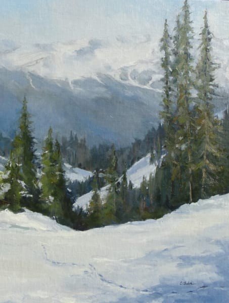 Distant Slopes, Oil, 16x12, Cindy Baker 2019 - Cindy Baker