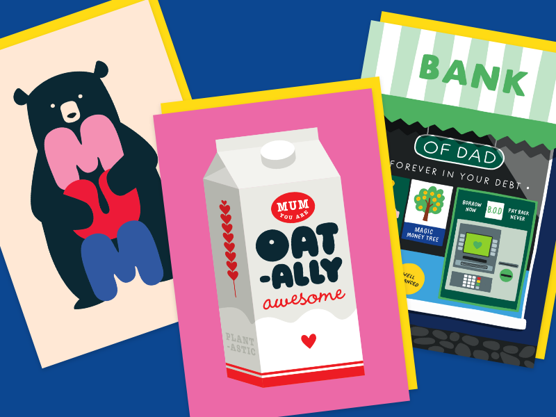 Cheerful cards for Mother's and Father's day