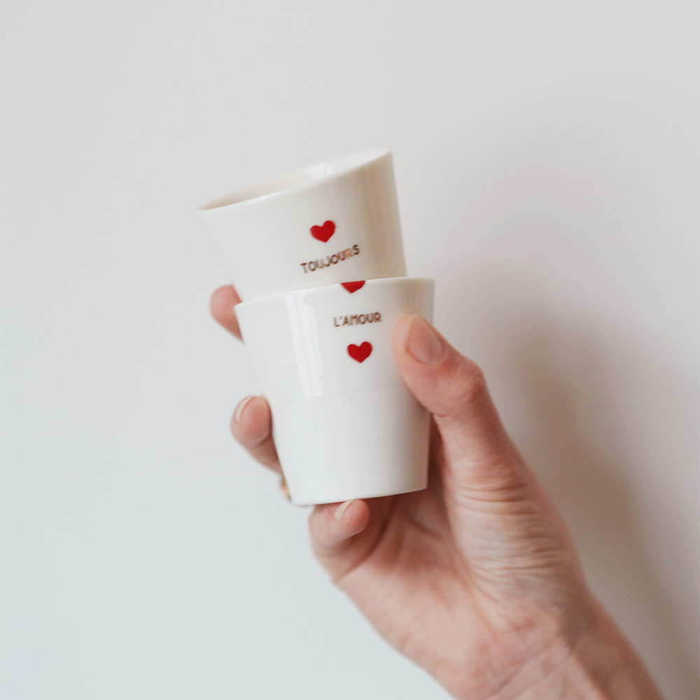 Coffret 2 tasses expresso  "L'amour" "Toujours"