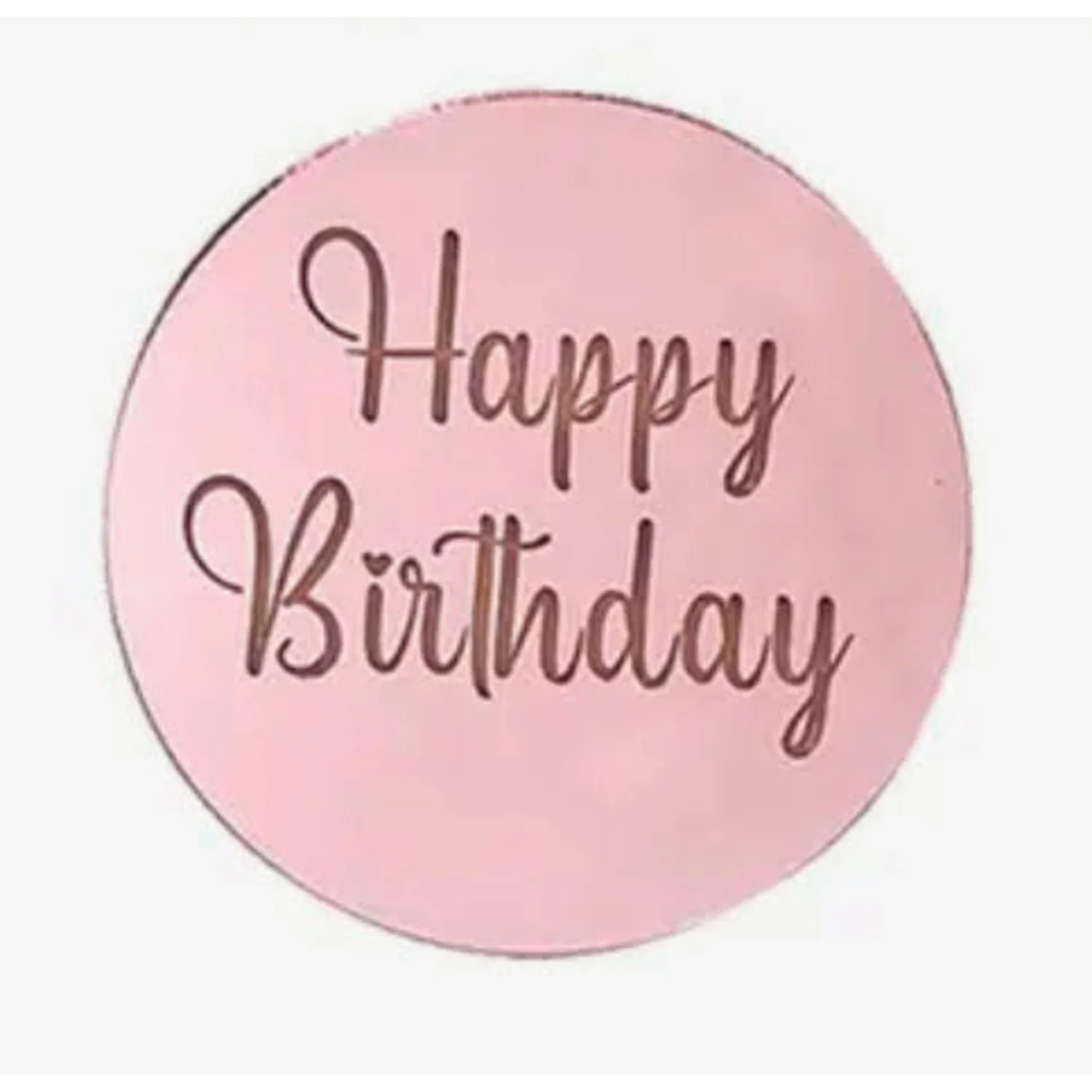 Happy Birthday Round Cupcake Topper Rose Gold Pk10