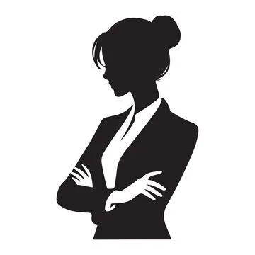 Silhouette of a woman with arms crossed, wearing a blazer and her hair in a bun