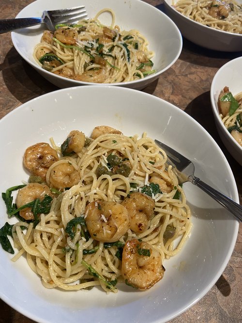 Pâte au beurre et crevettes