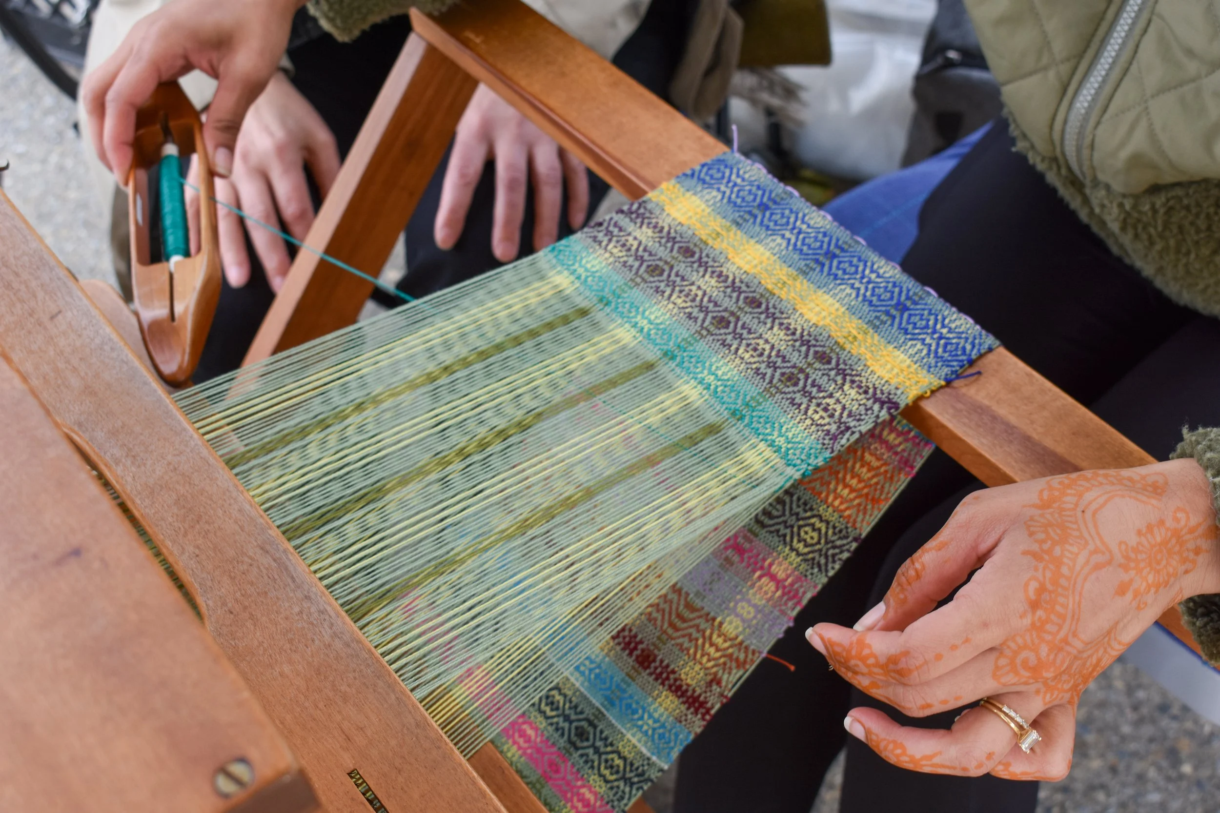 Loom weaving from a demo by Sally Orgren
| Photograph by Jonathan Cañas