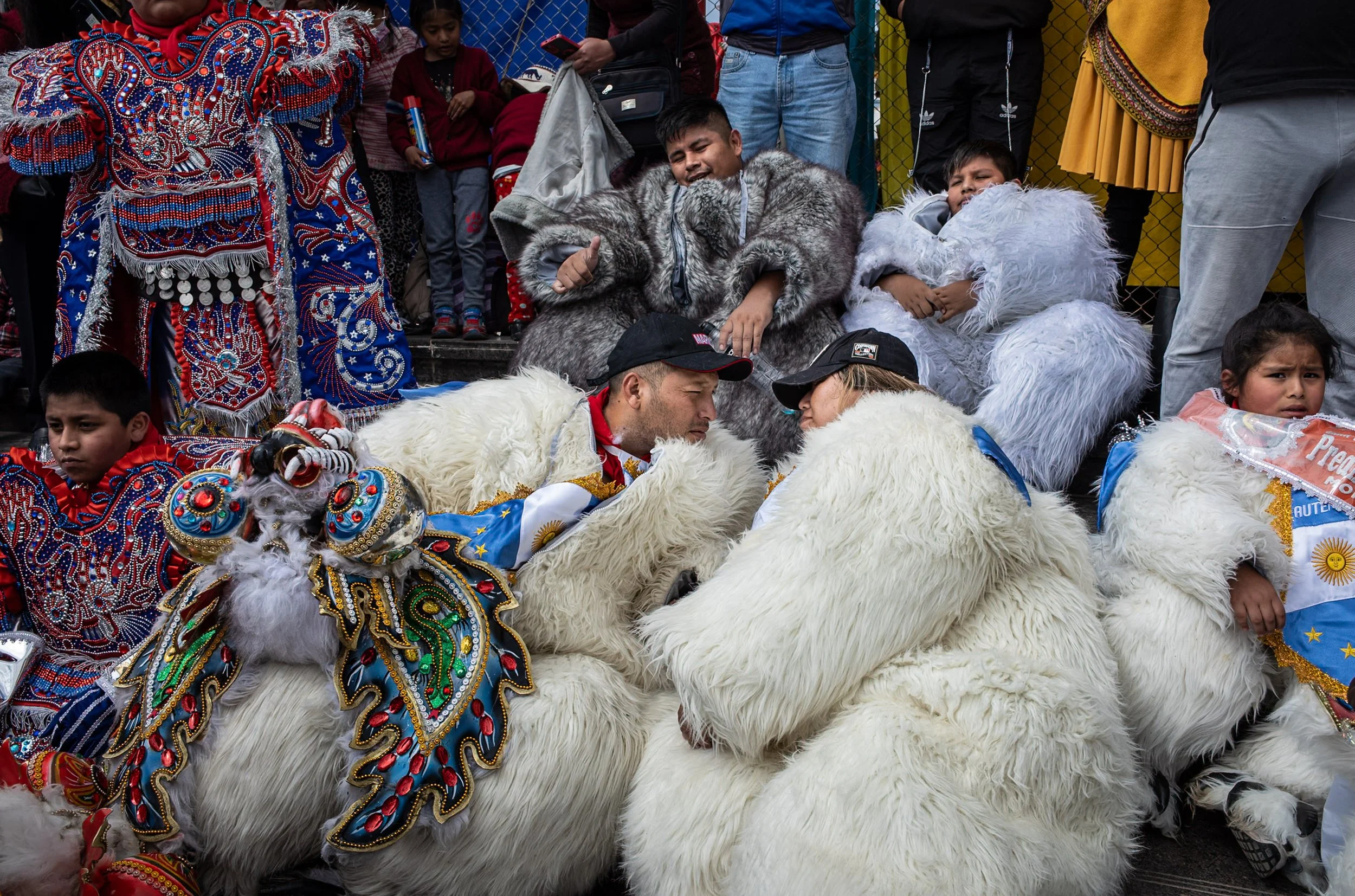 Bear masks resting  after the Peregrinación