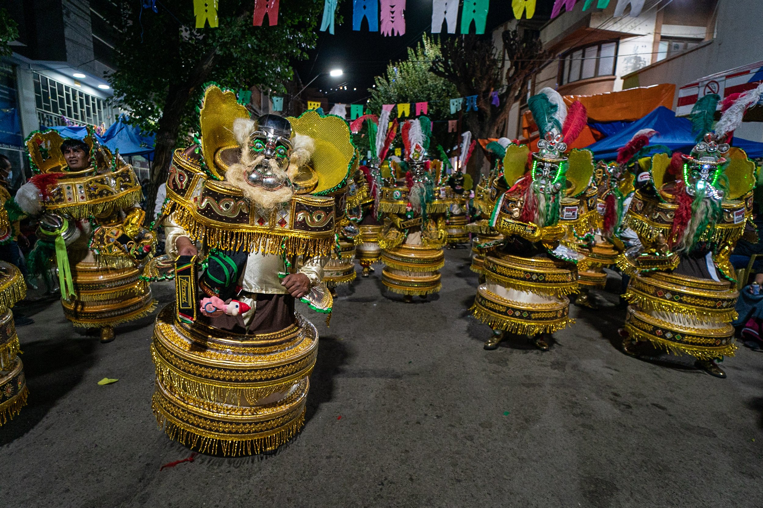 Morenos dancing at night during the Peregrinación