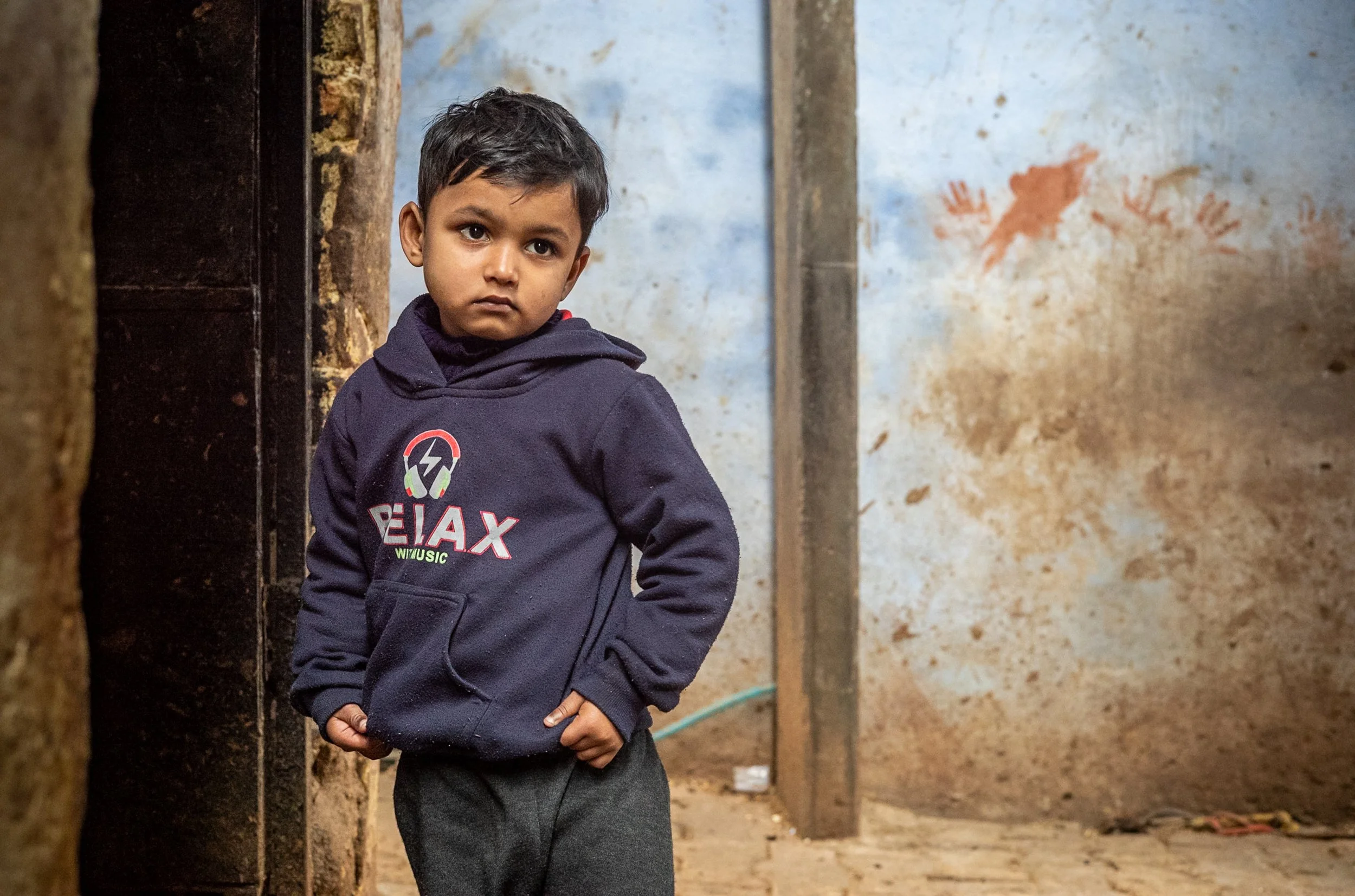 Portrait of little boy in Allahabad