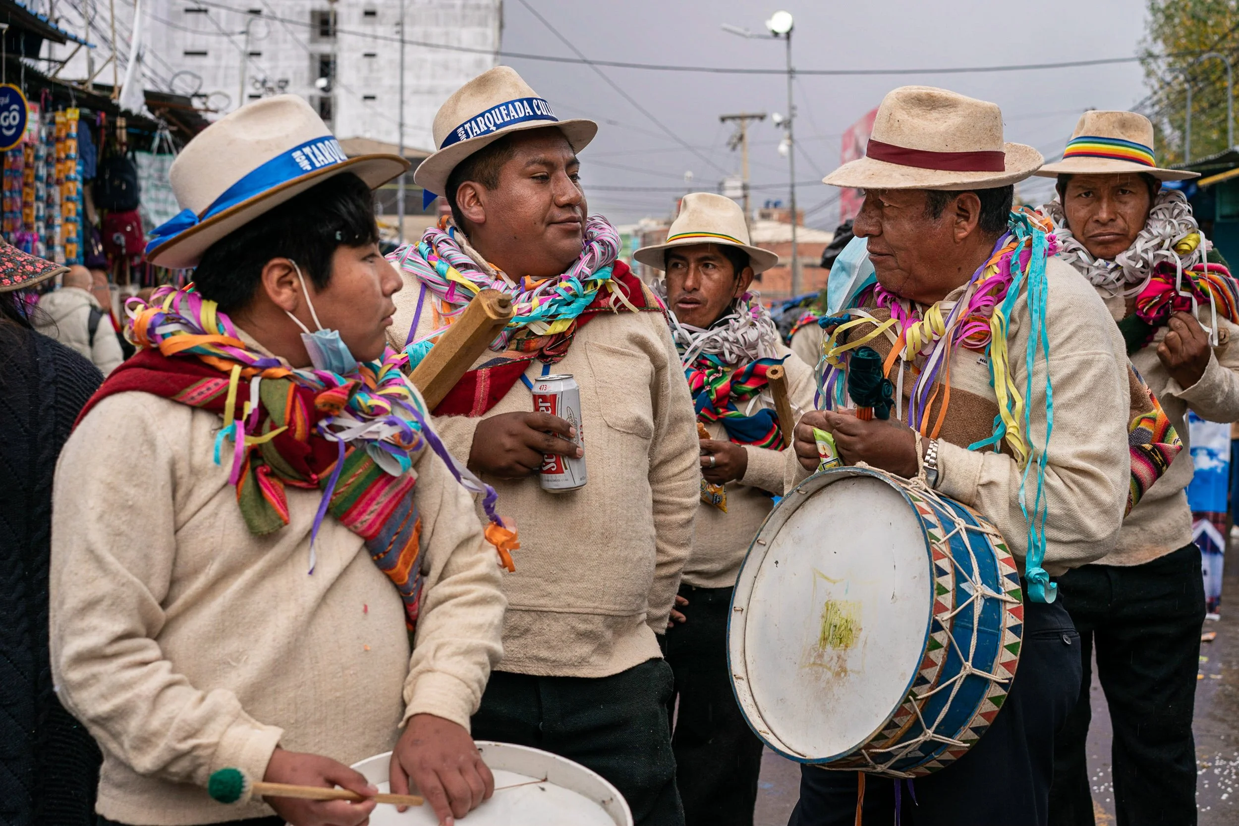 Men in white during Andean Anata