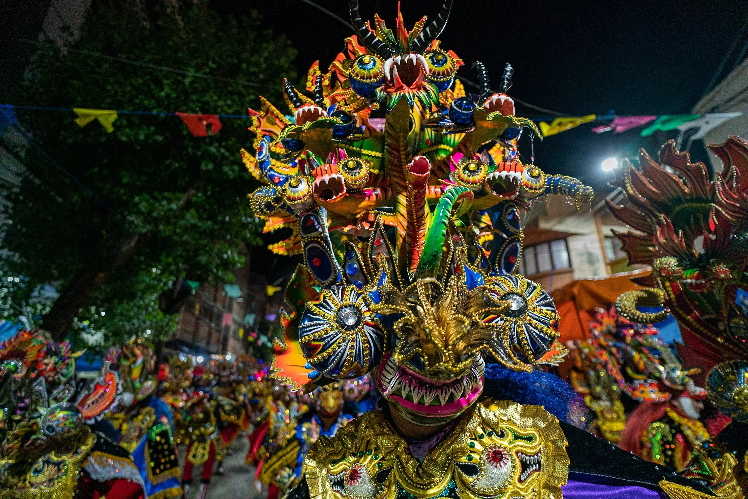Diablo mask close up during the Peregrinación