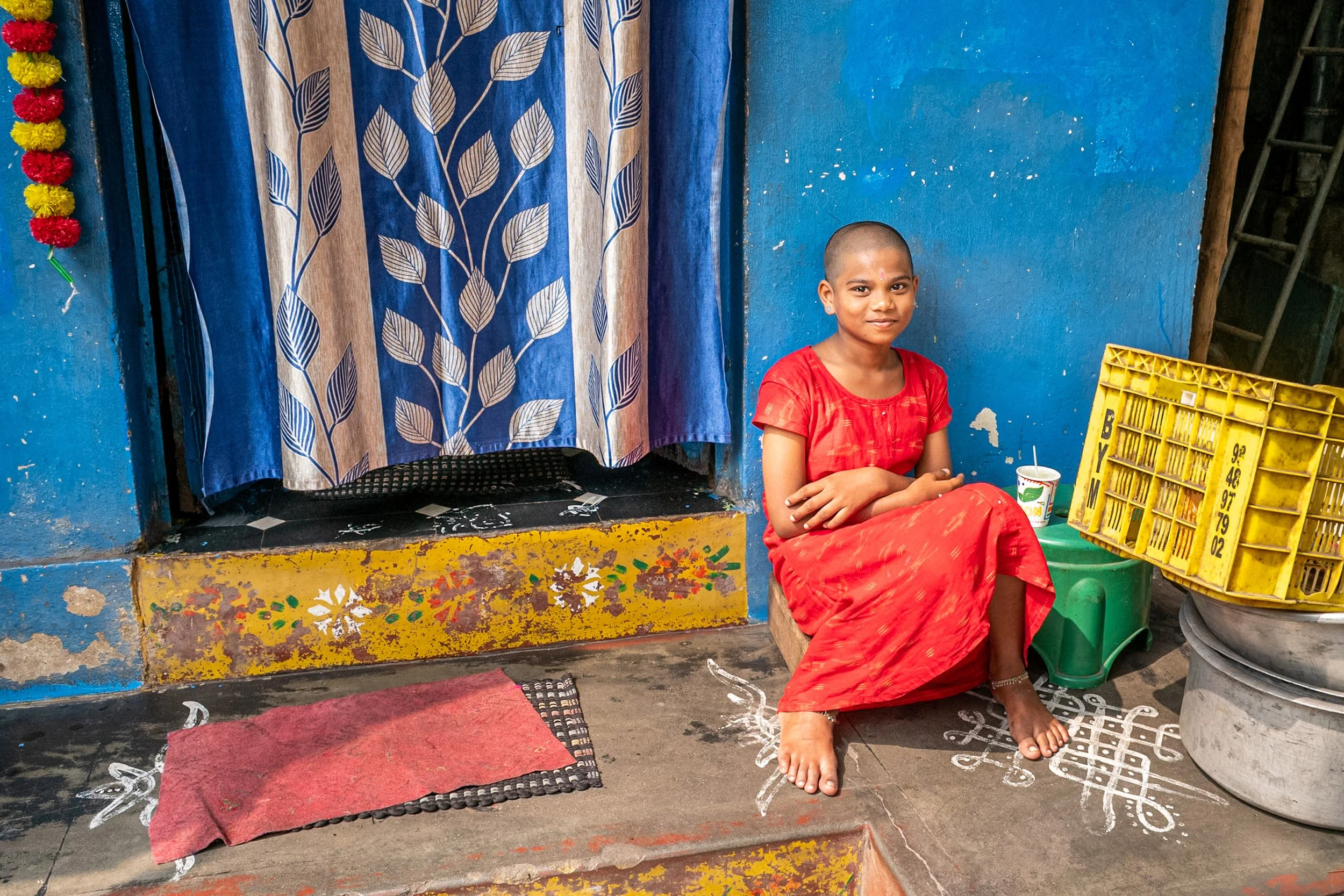 Portrait of young girl with short hair in Visakhapatnam