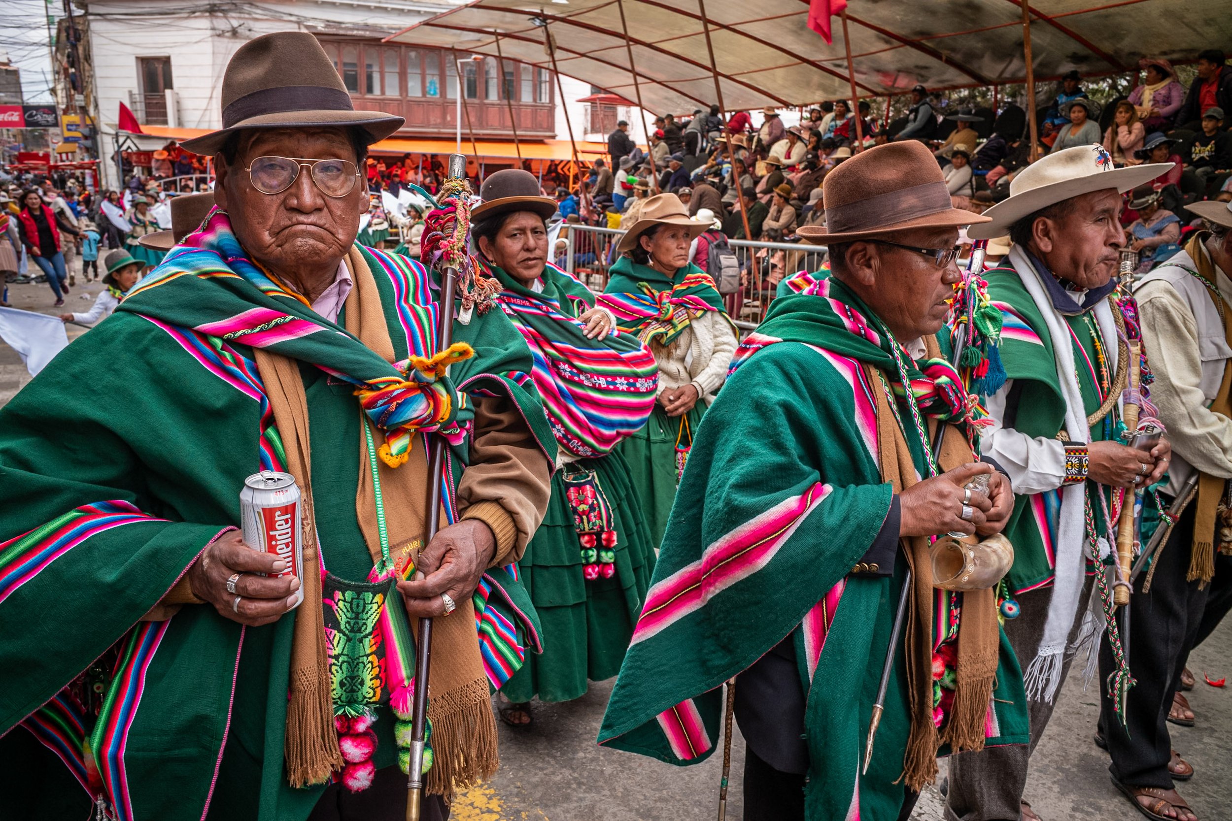 Grumpy faced man during Andean Anata
