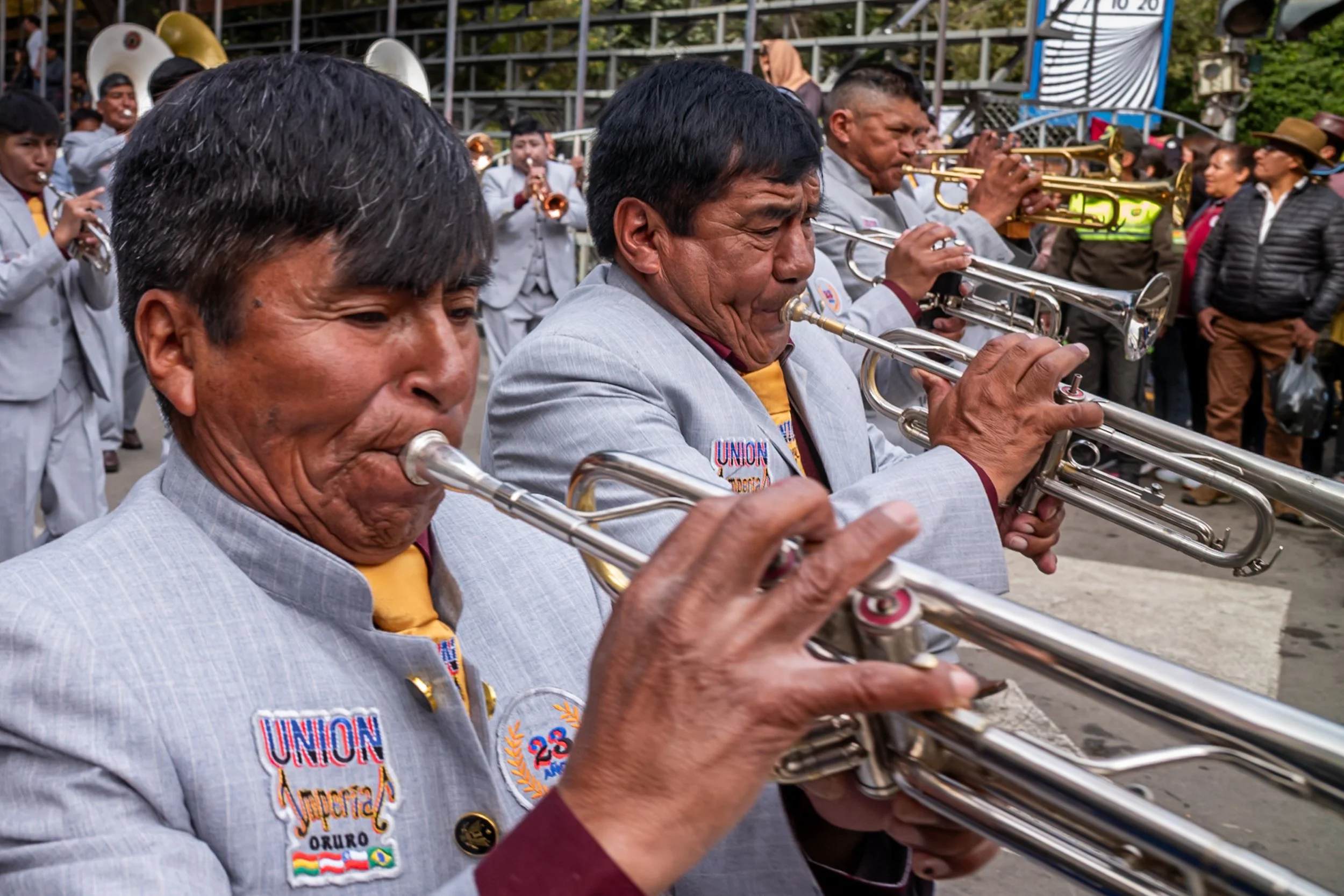 Trumpet player during the Peregrinación
