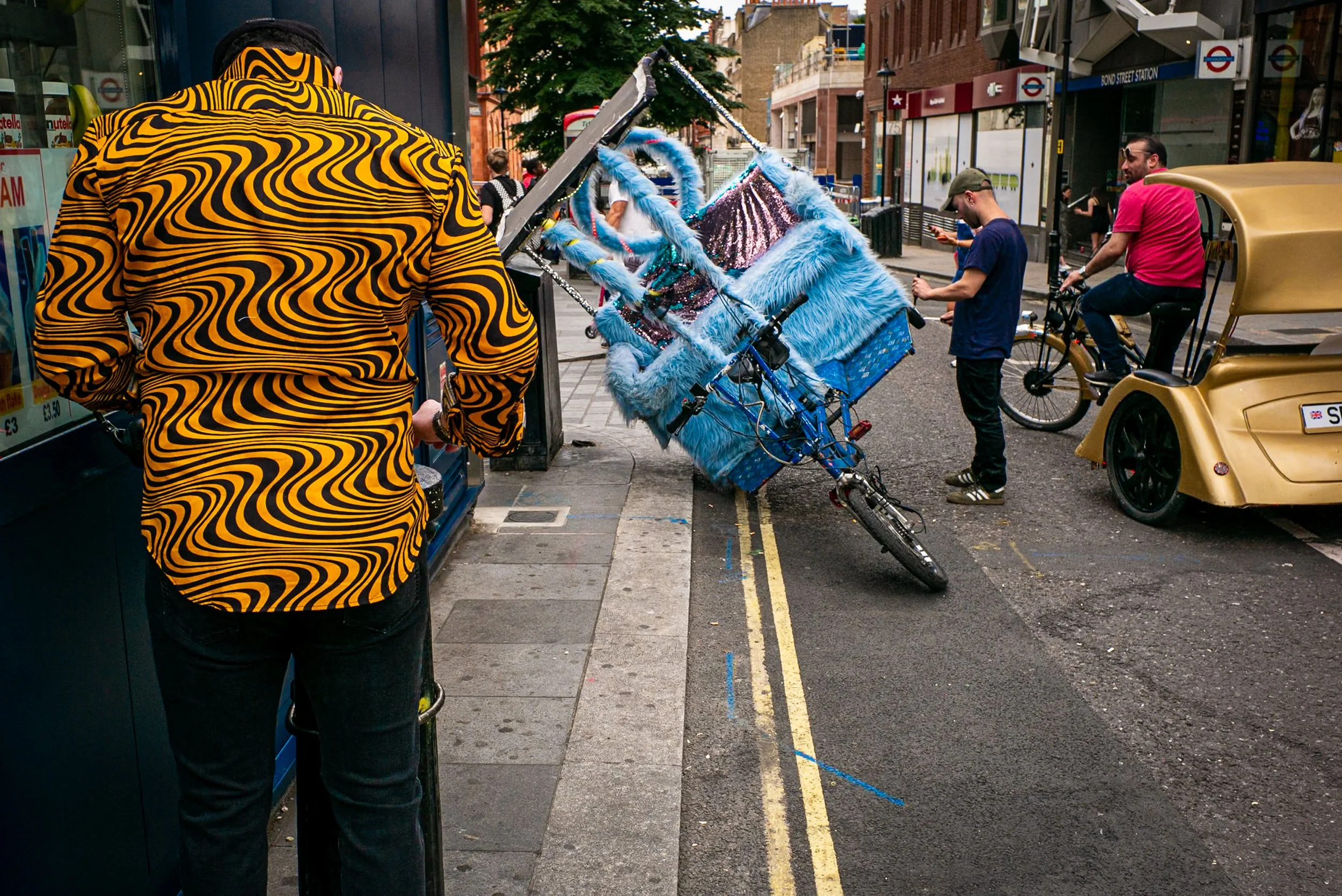 Headless man in a quirky shirt