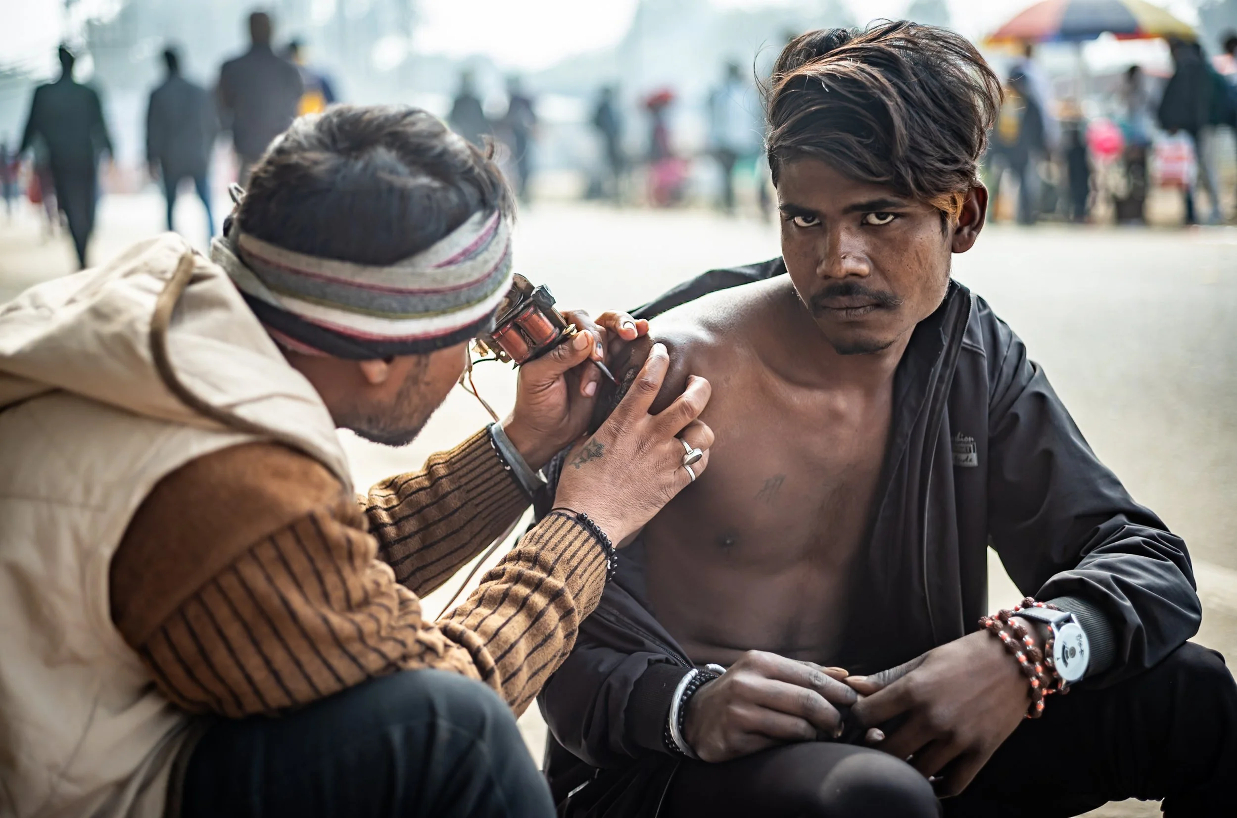 Street tattoing in Allahabad