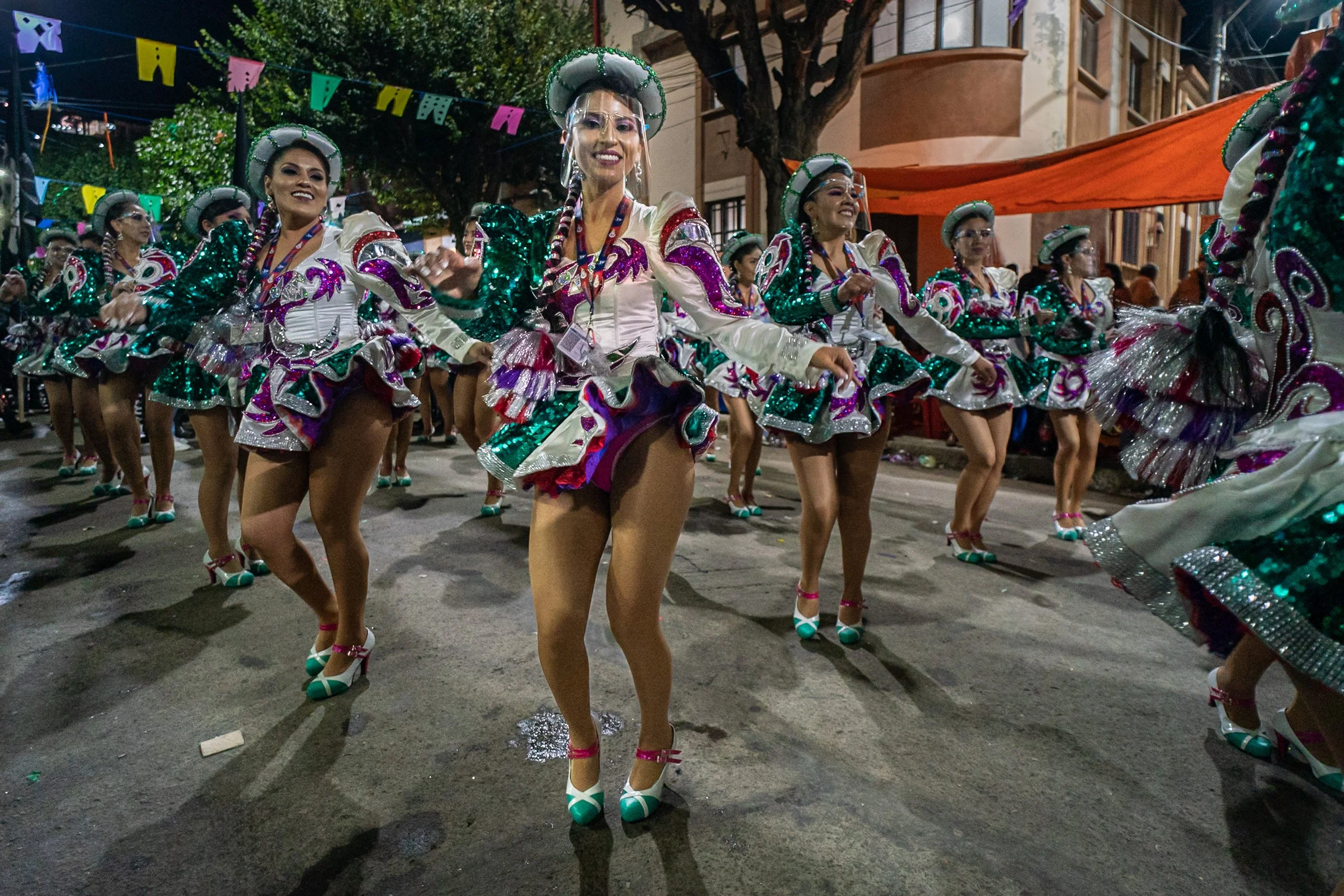 Morenas dancing at night during the Peregrinación