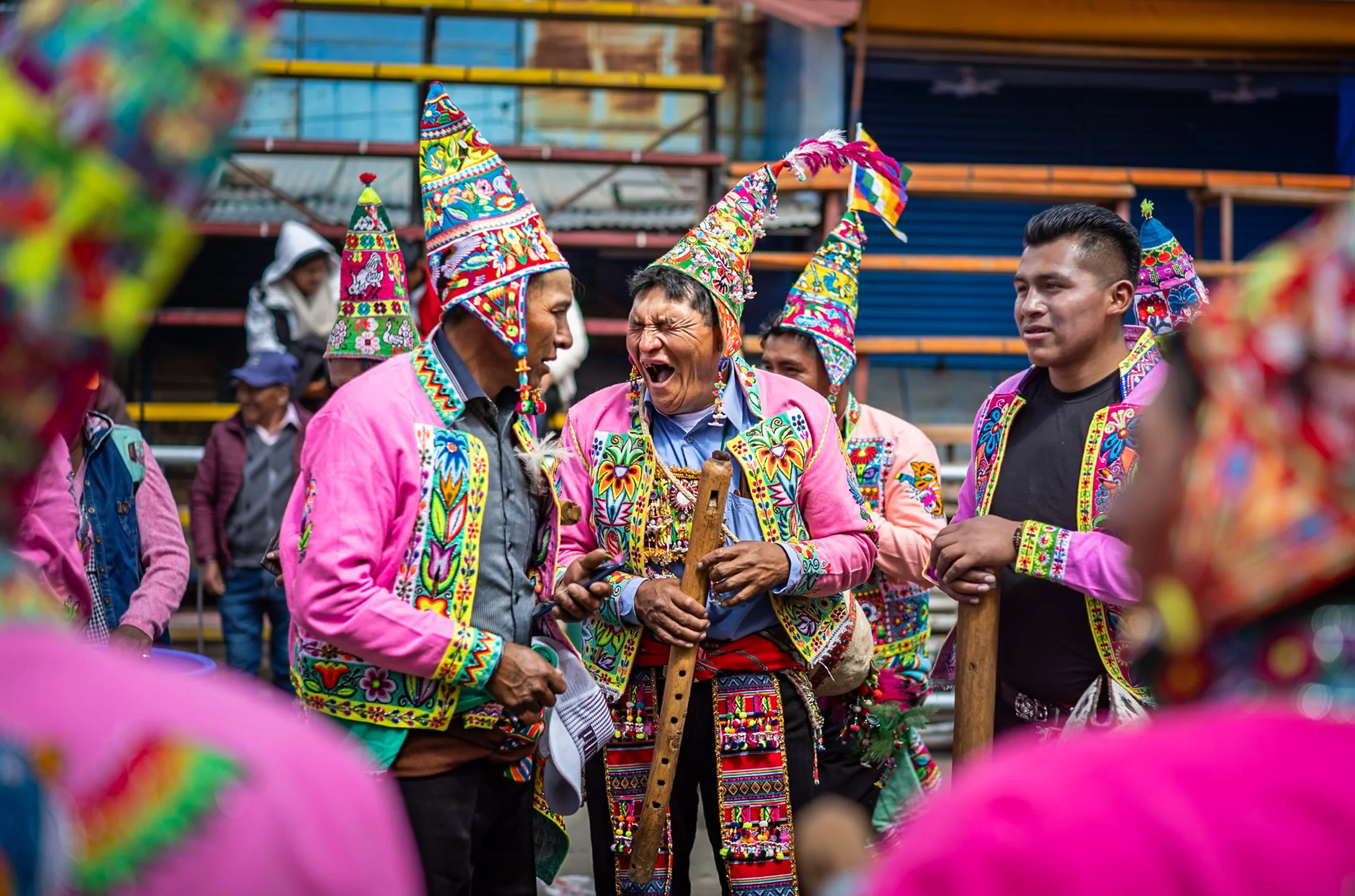 Man laughing during Andean Anata