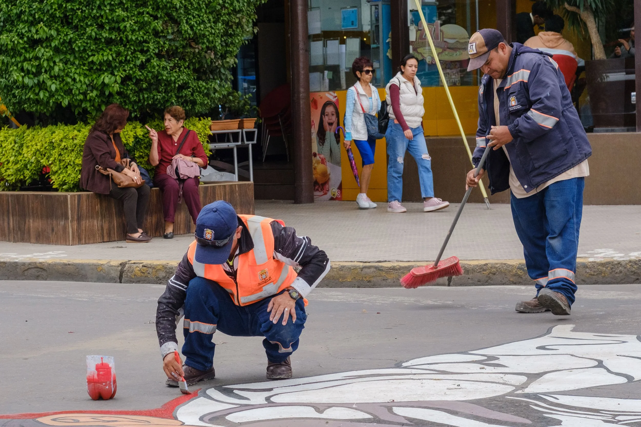 Painting the street in Cochabamba