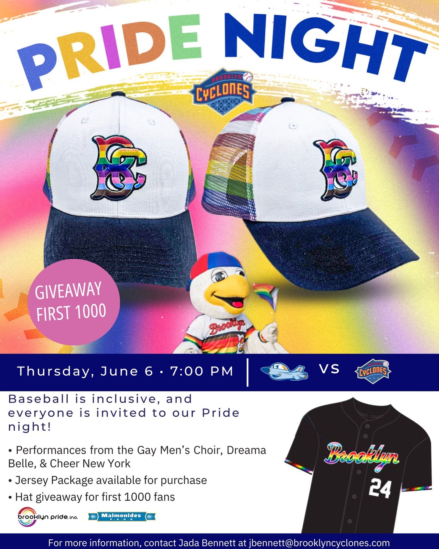 Pride Night at the Brooklyn Cyclones Game on Thursday,June 6th. Brooklyn Pride link in bio includes the Jersey. Yes, Our seats are on the Visitor&rsquo;s side in the Picnic area but the Brooklyn Pride Team will be there with you.
#lgbtq🌈 #lgbtqiapri