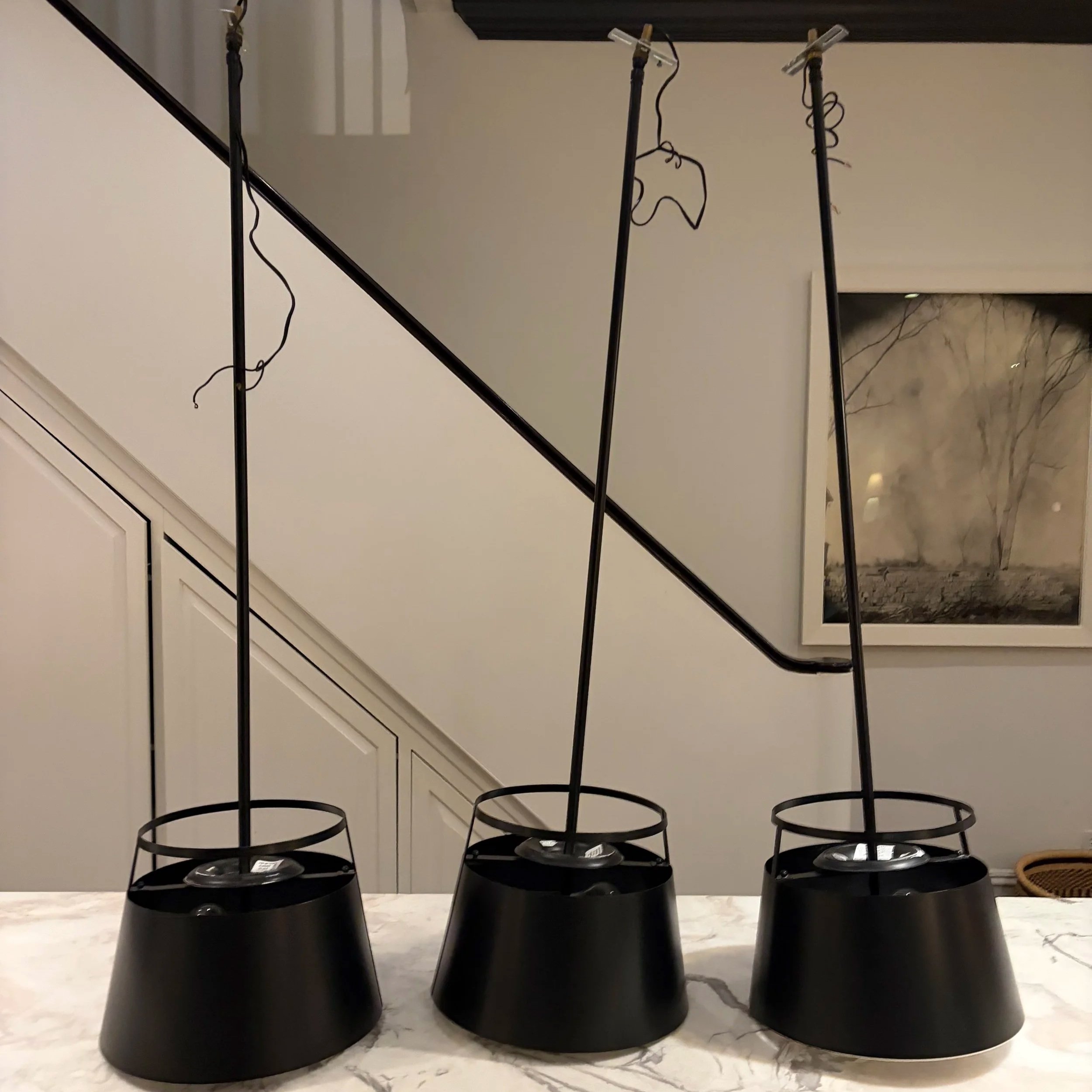 Set of 3 Carlyn Black Drum Pendants from Urban Electric Company