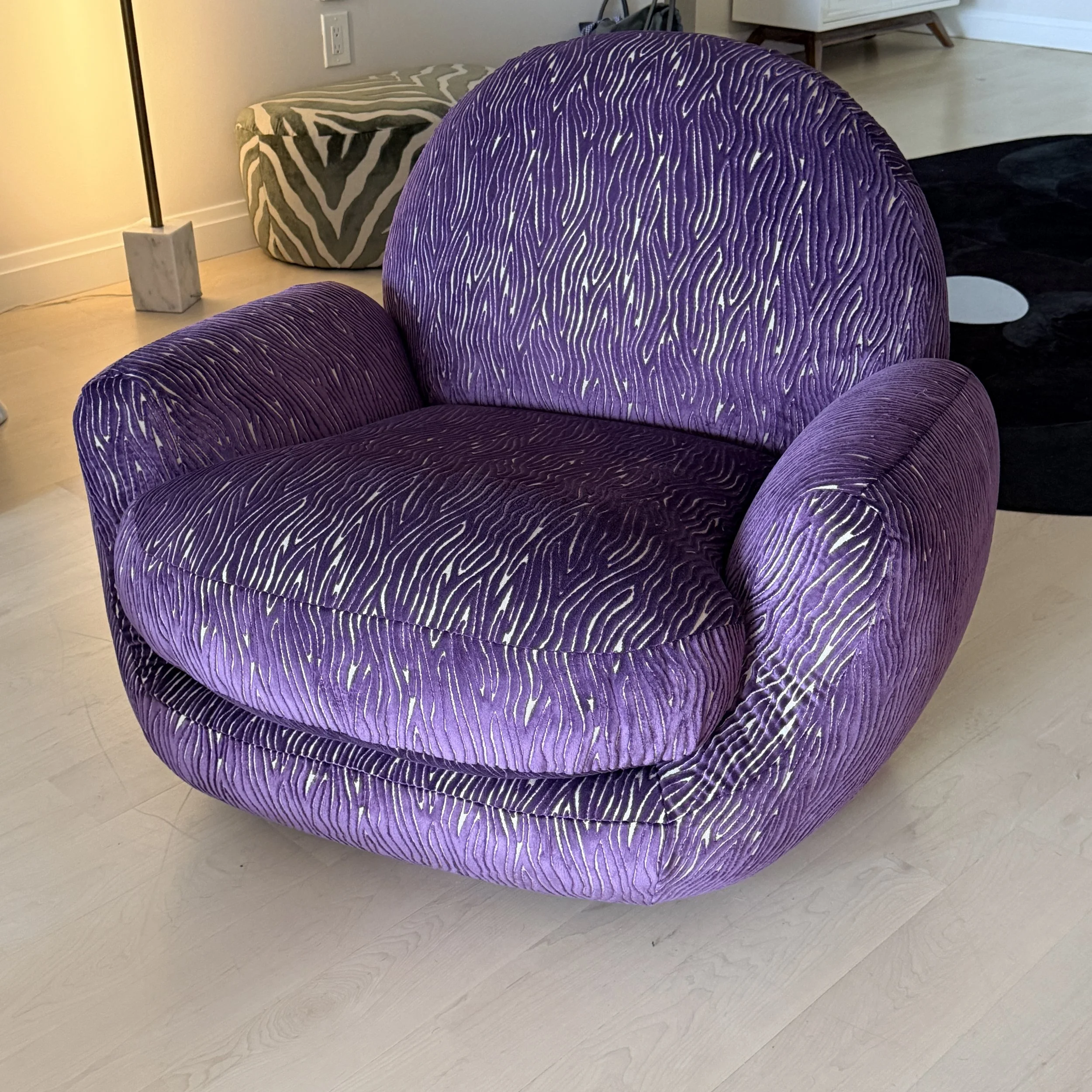 Interlude Home Laurent Lounge Swivel Chair with Custom Kravet Fabric