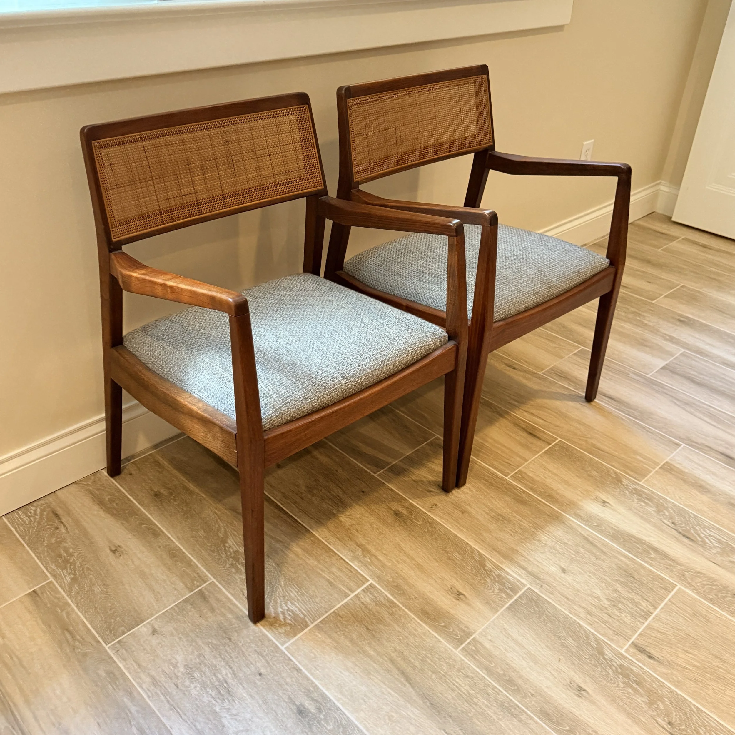 Pair Mid Century Walnut C140 “Playboy Chairs” by Jens Risom