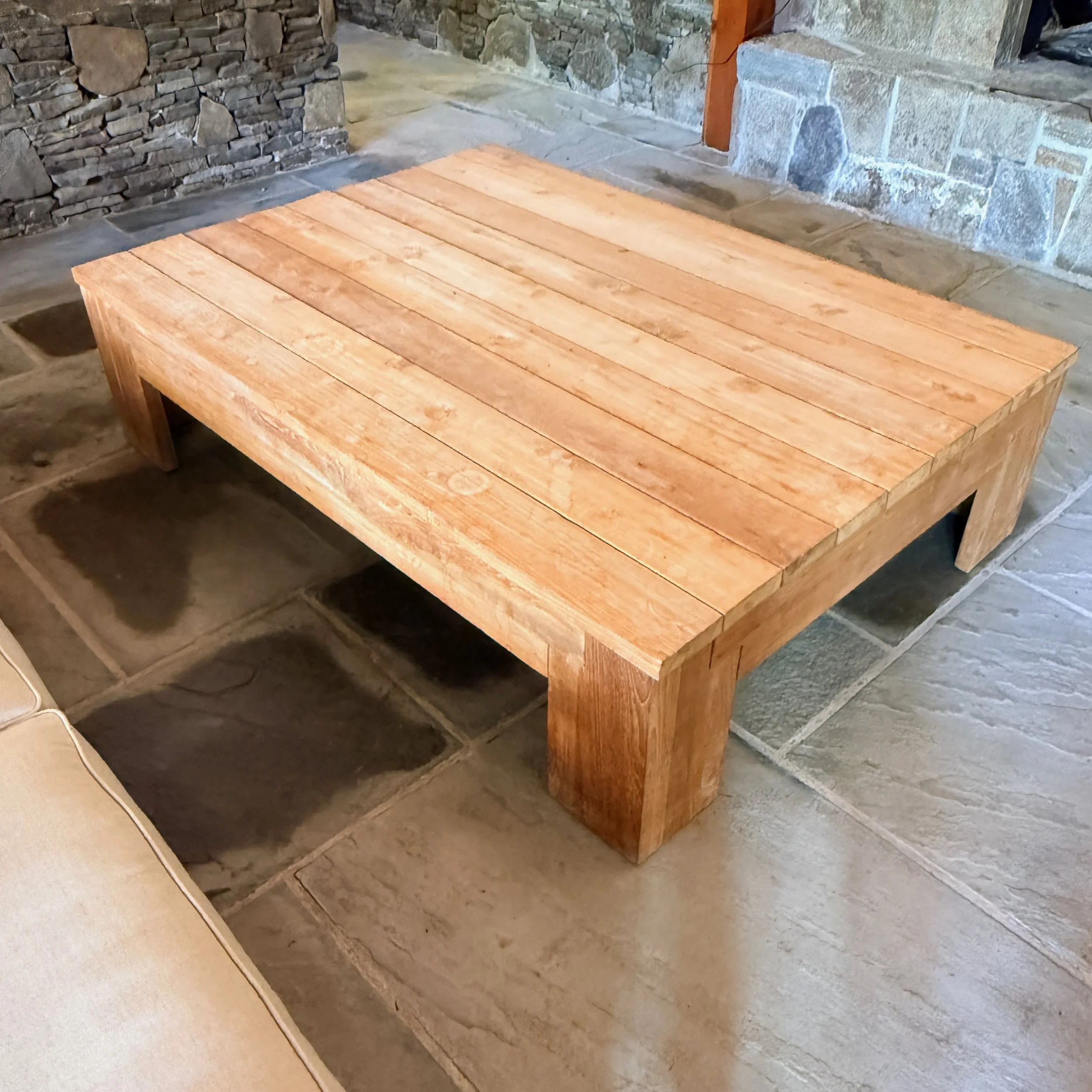 French Beam Teak Rectangular Coffee Table