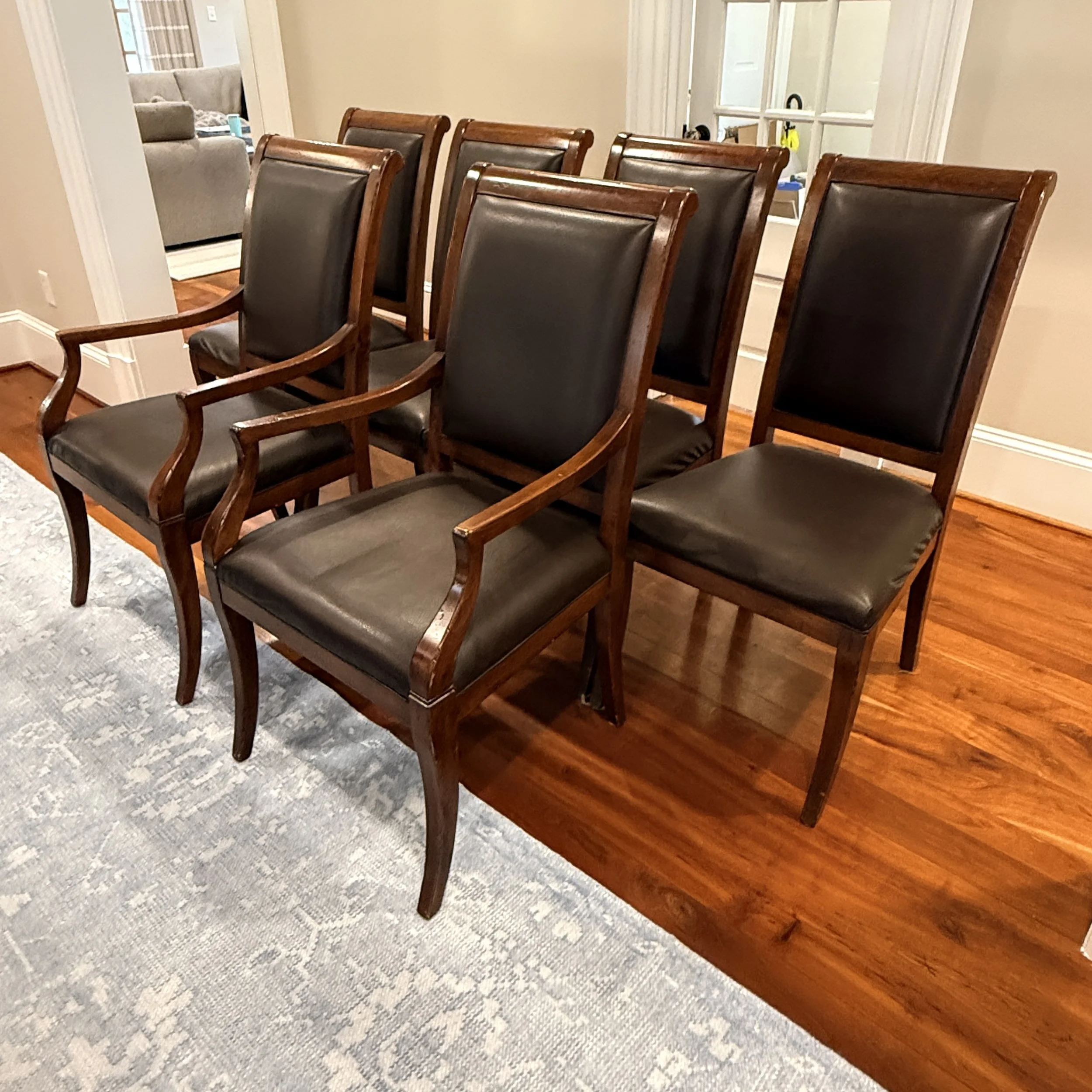 Set of 6 Arhaus Leather Dining Chairs 