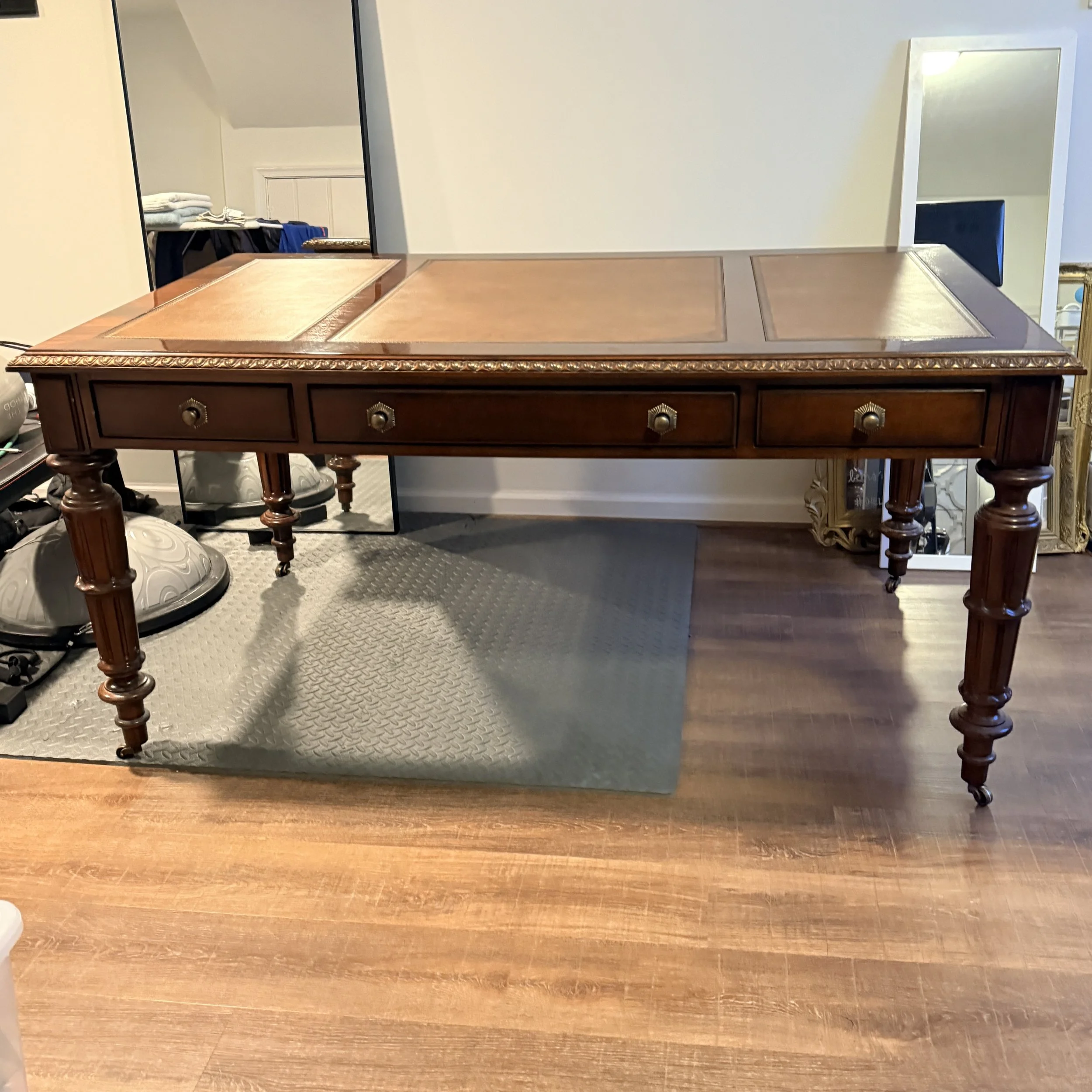 Century Furniture Writing Desk with Tooled Leather Top