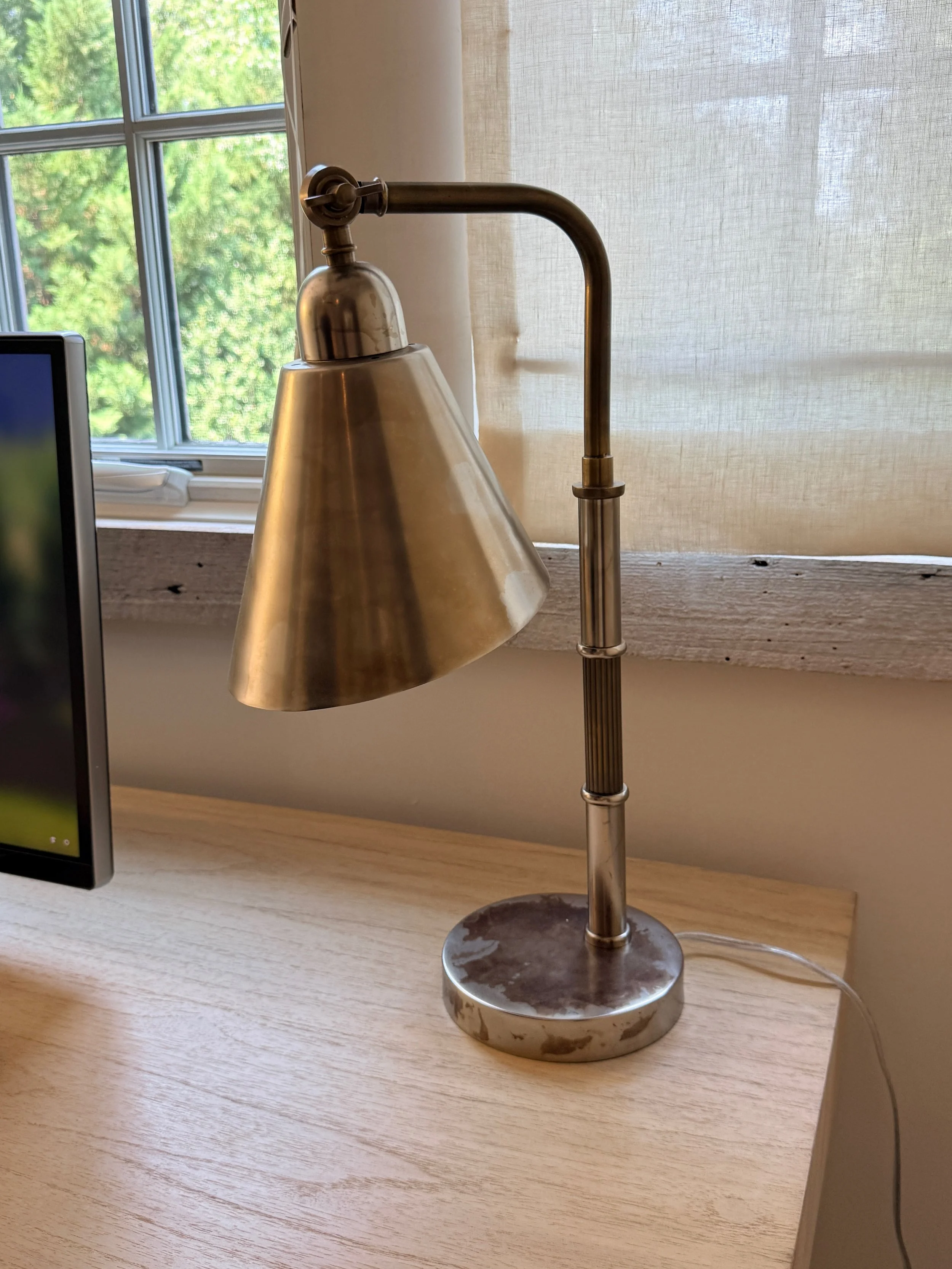Jamie Young Vilhelm Table Desk Task Lamp In Antique Brass And Silver