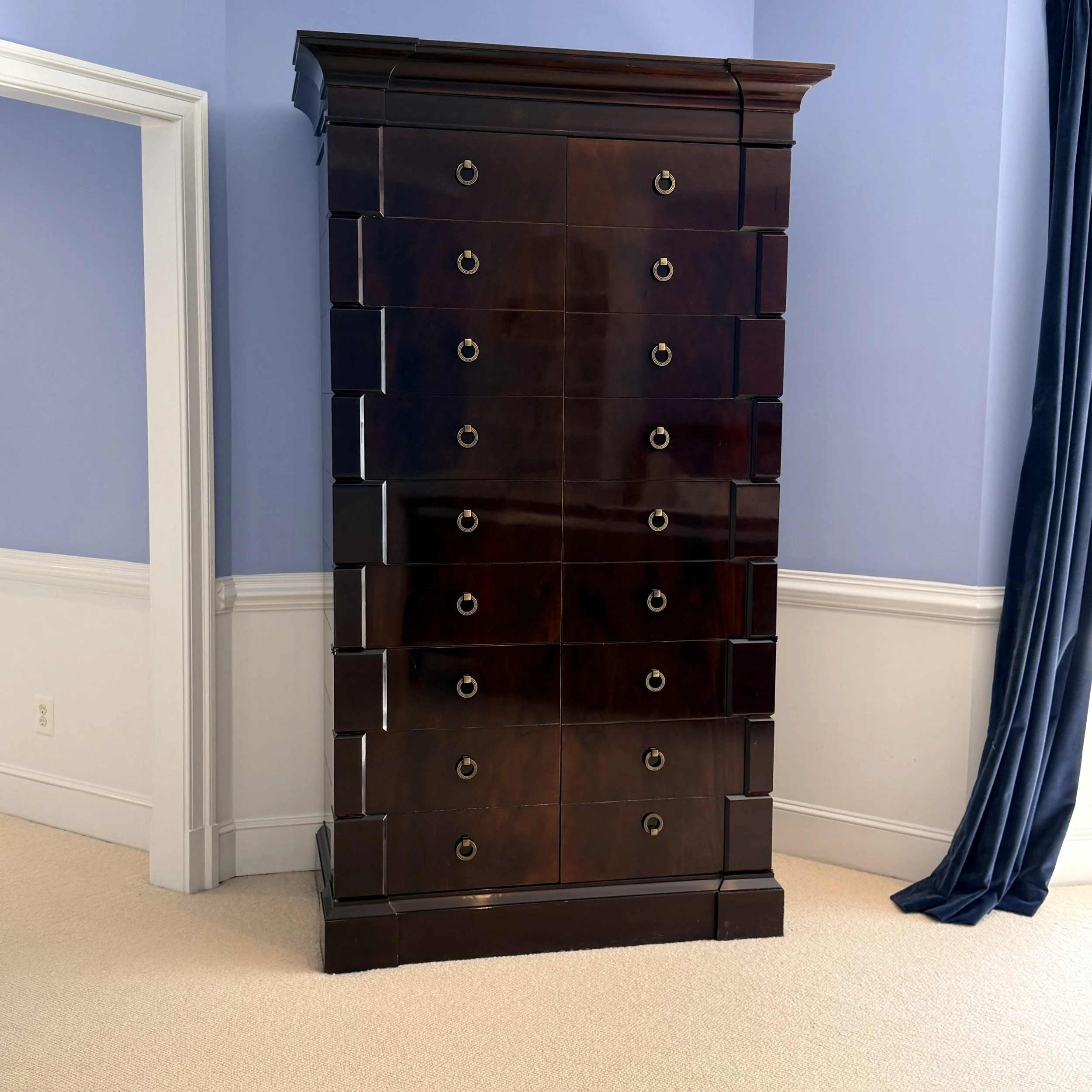 Thomas Pheasant for Baker Flame Mahogany Armoire