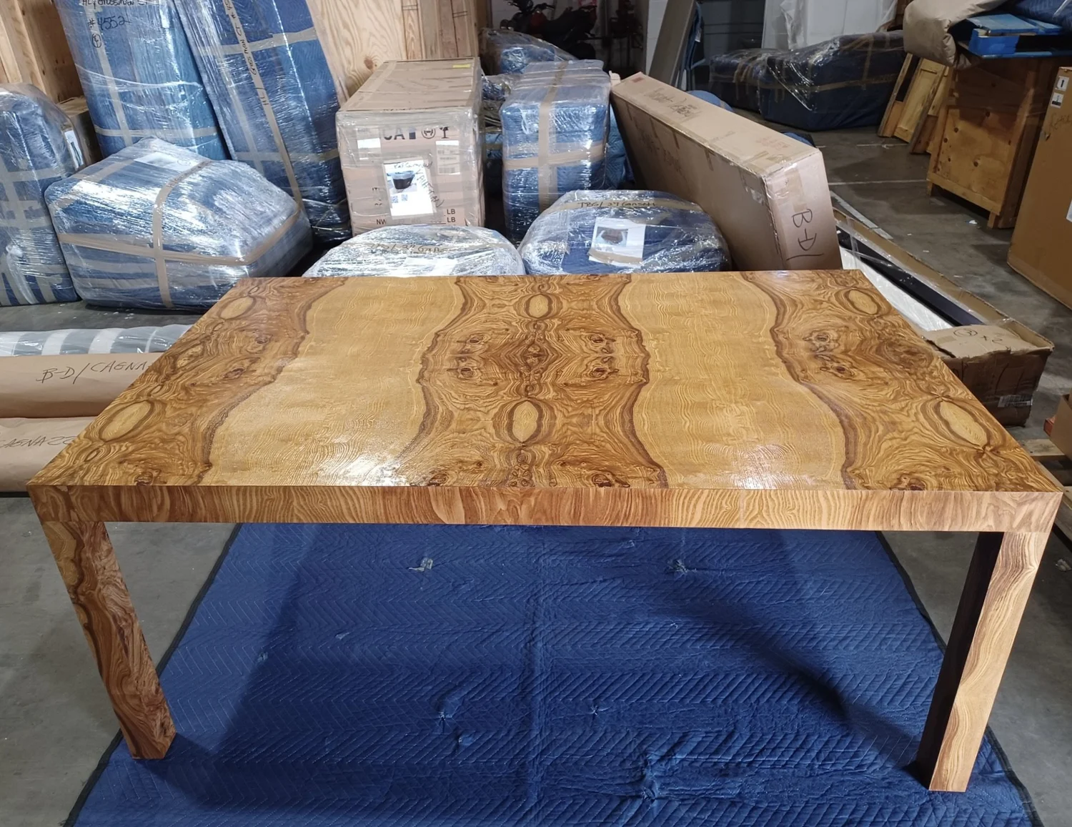 Burl Wood Parsons Dining Table NEW Burled Parsons Table/Desk