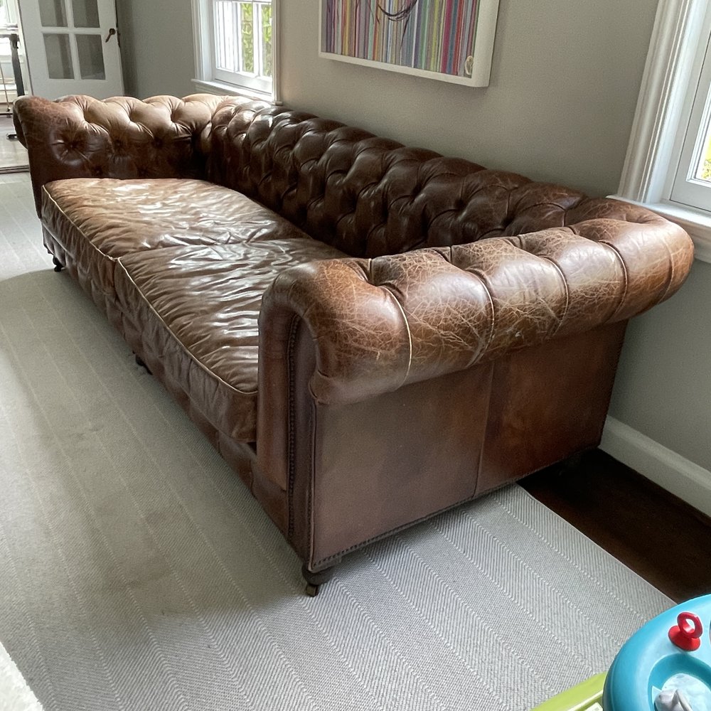 Rh Kensington Leather Sofa In Vintage