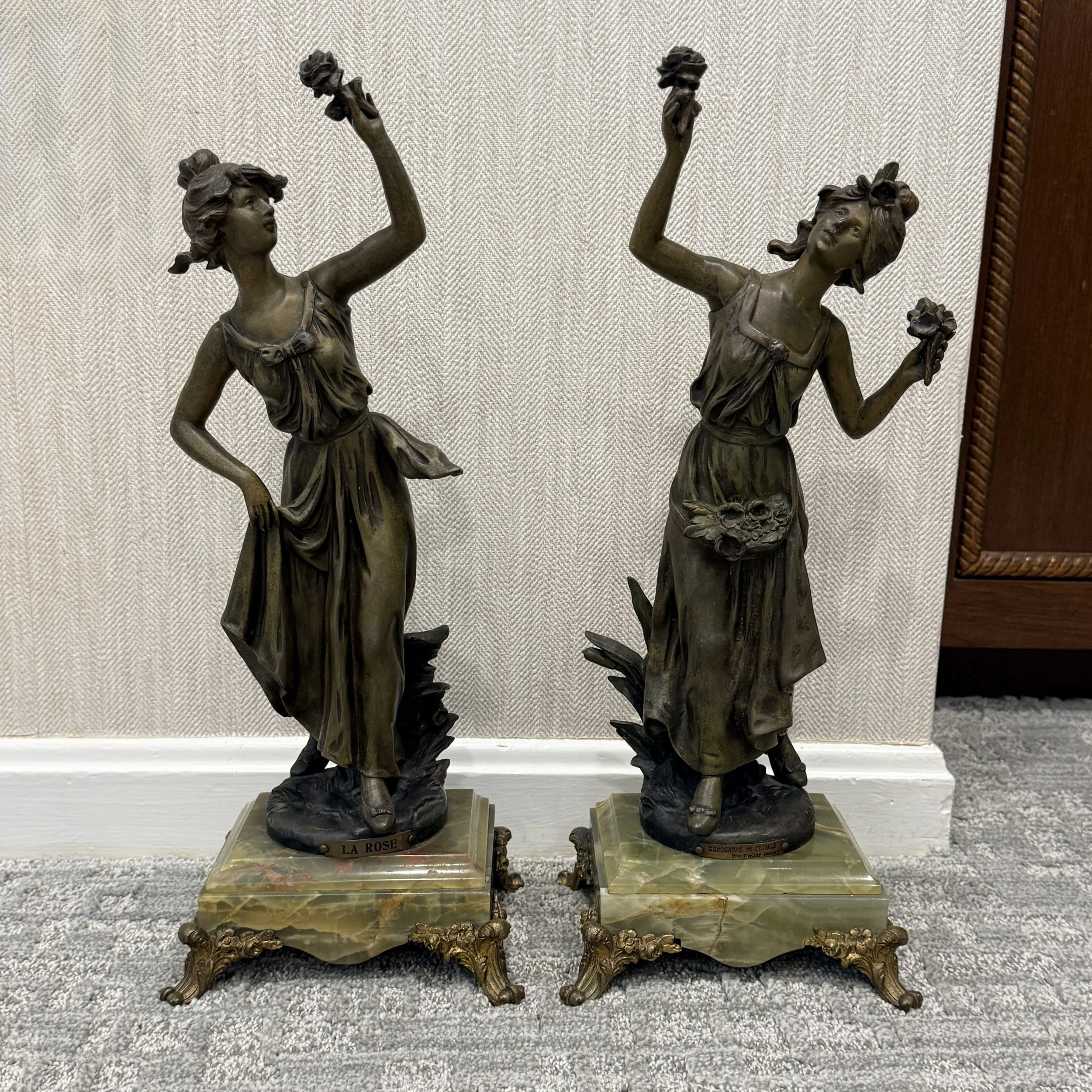 Pair of Signed Emile Carlier Bronze Sculptures