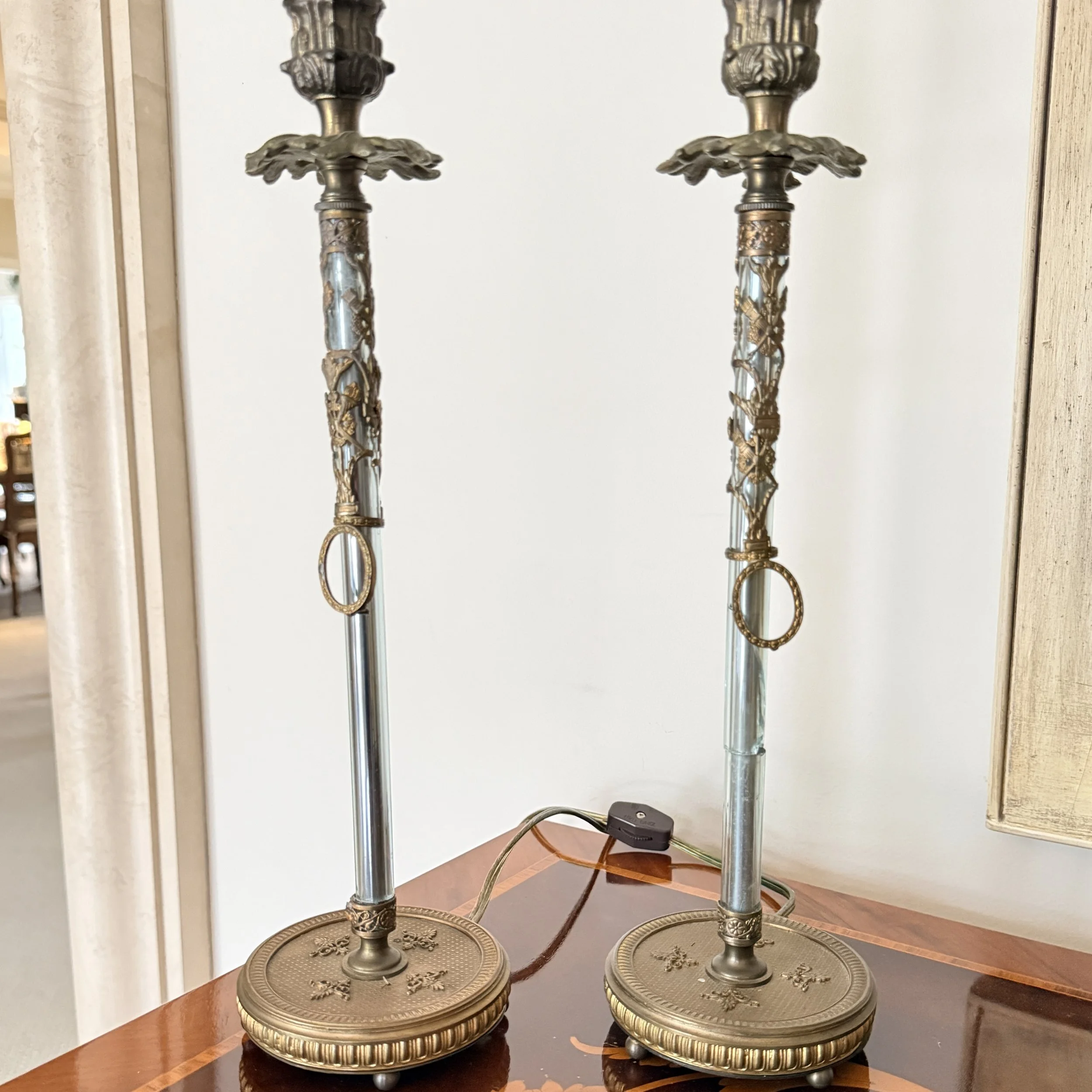 Slender Vintage Brass Lamps--a Pair