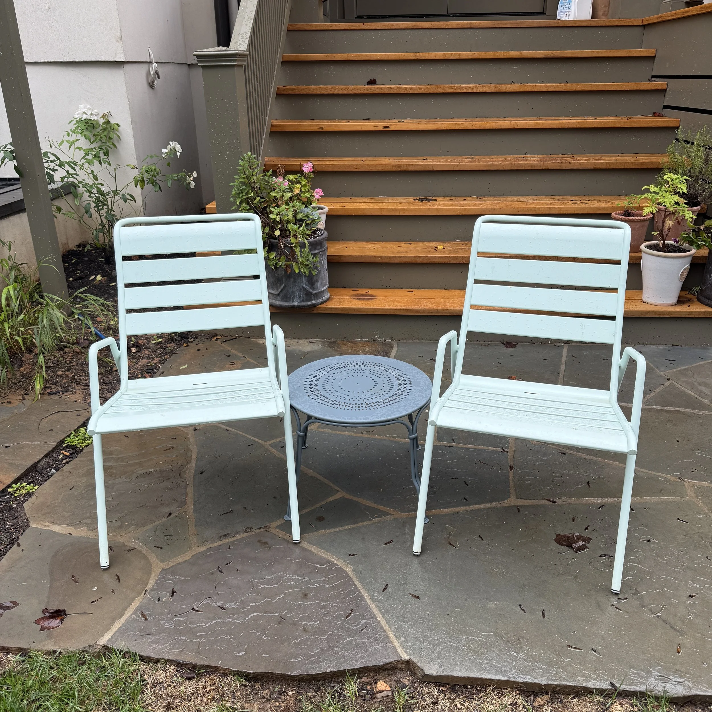 Pair of Fermob Luxembourg Low Armchairs in Ice Mint