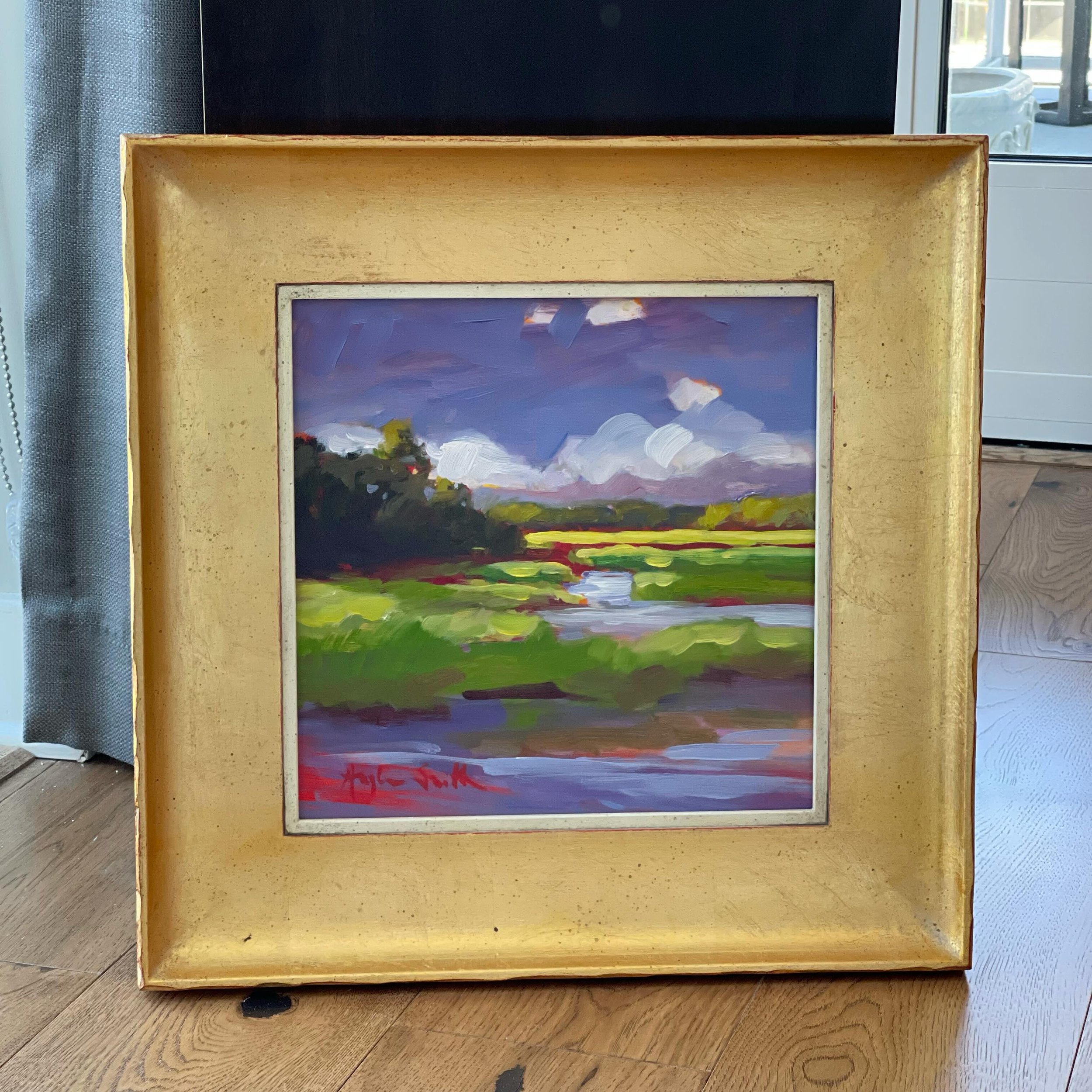 &ldquo;Sunny Marshlands&rdquo; by Betty Anglin Smith, 2013
.
.
.
.
.
#bettyanglinsmith
#lowcountrylandscapes
#charlestonartists
#artmakestheroom 
#buyrealart 
#colorfulhome 
#chairishbydesign 
#gonegirlhome