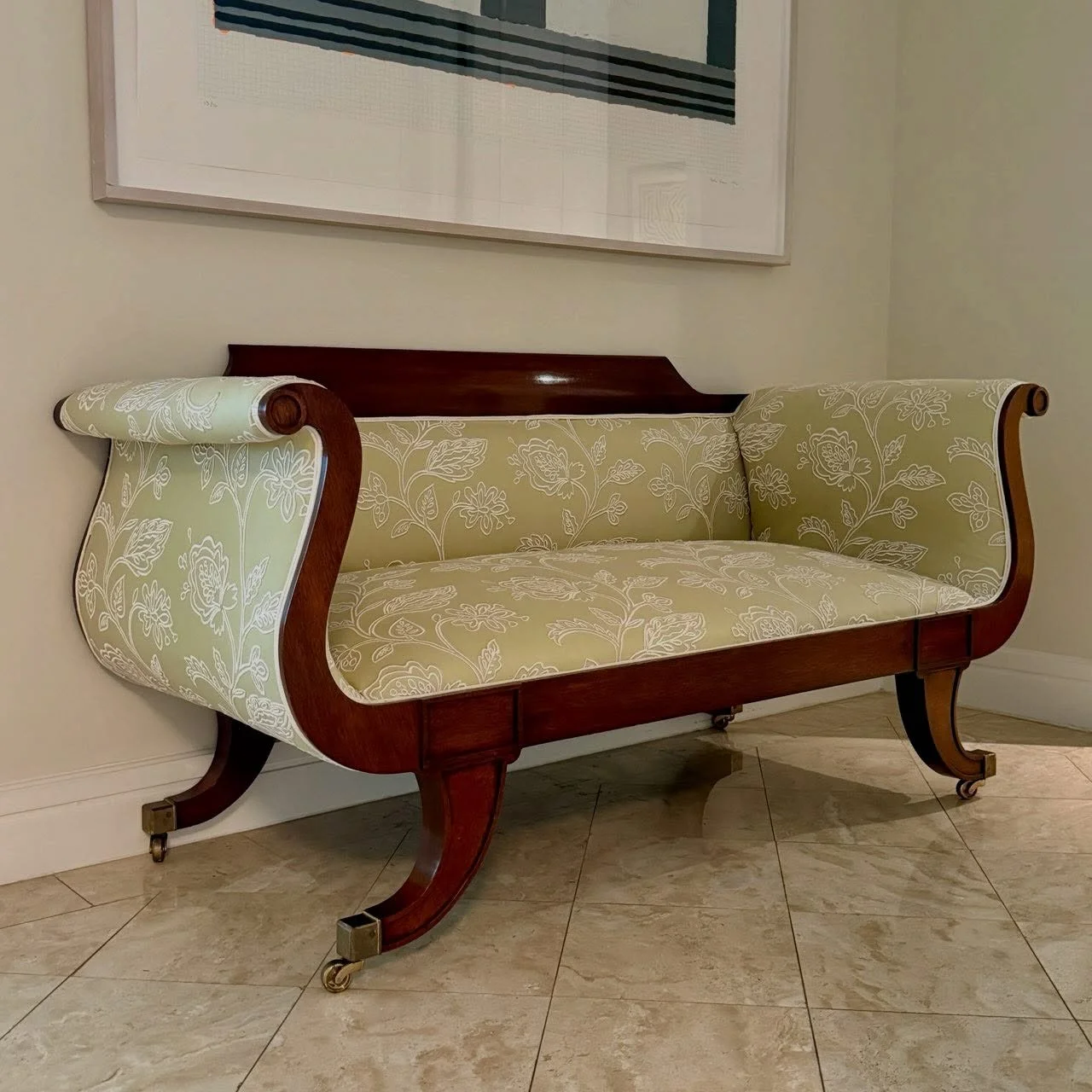 The Empire Strikes Back
.
.
.
.
.
#antiquesettee 
#empiresettee
#antiqueempiresettee
#empirefurniture
#traditionalhome 
#howiantique 
#mixoldwithnew 
@chairishco
#gonegirlhome