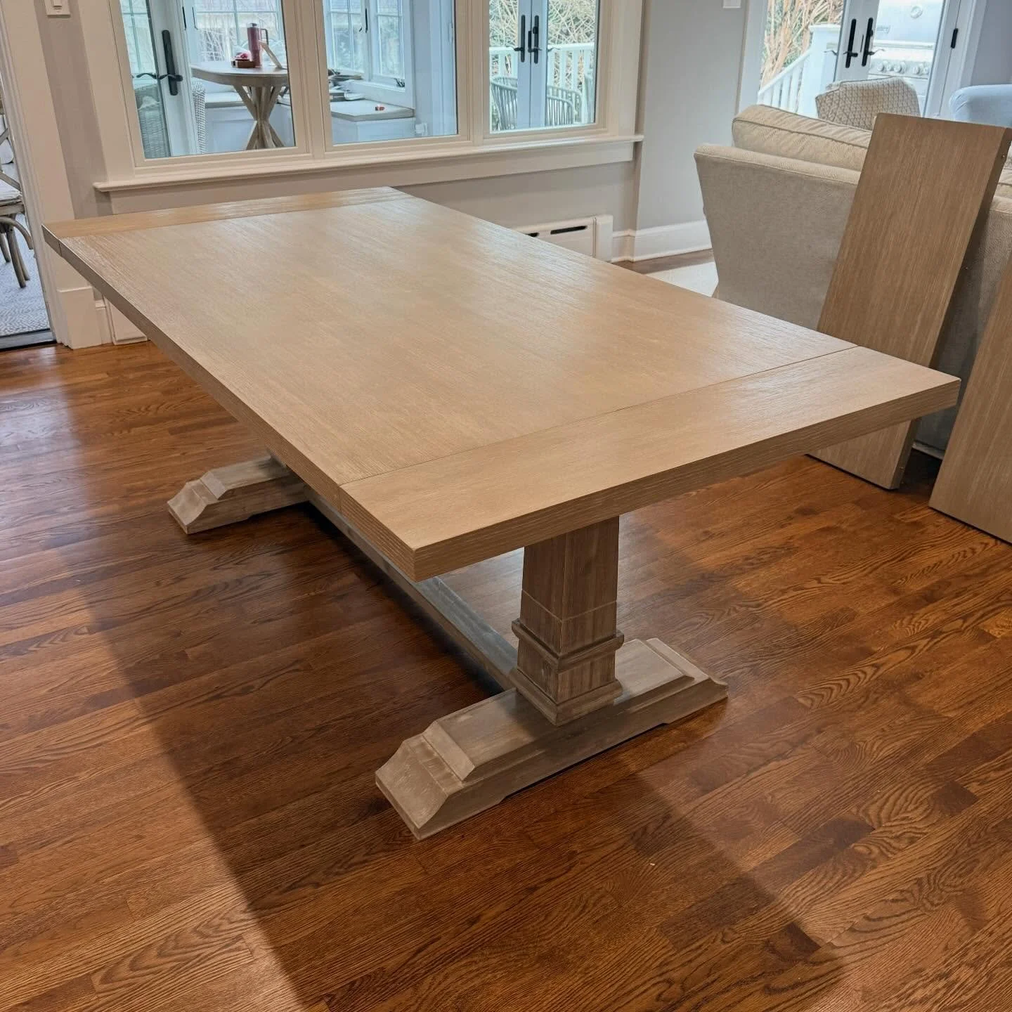 Extending Invitations?  Extend the Table Too!
.
.
.
.
.
#trestlediningtable
#extensiontable 
#farmhousediningtable
#graywashdiningtable
#modernfarmhouse