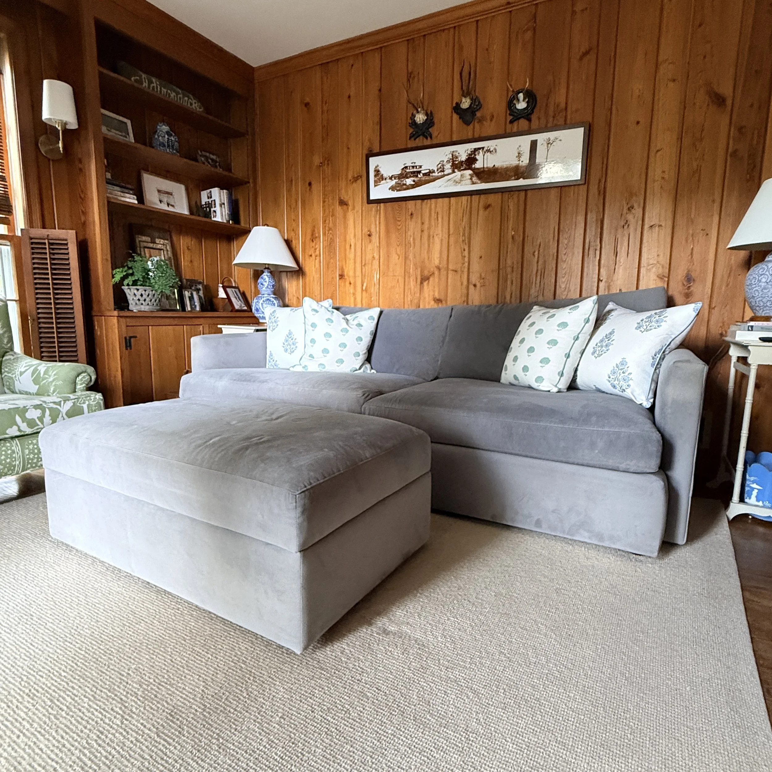 Crate and Barrel Lounge Sofa and Storage Ottoman