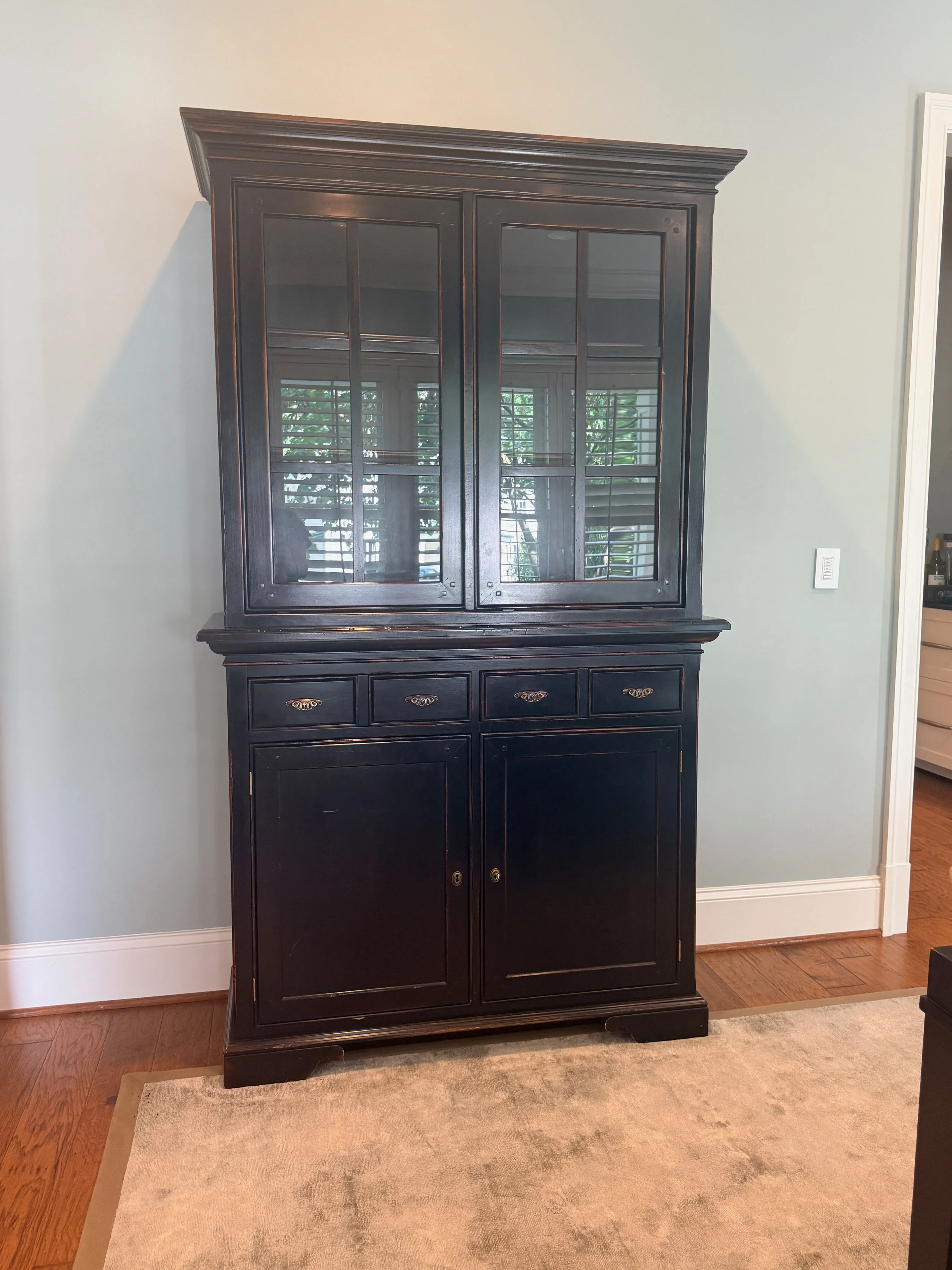 English Two Piece China Cabinet