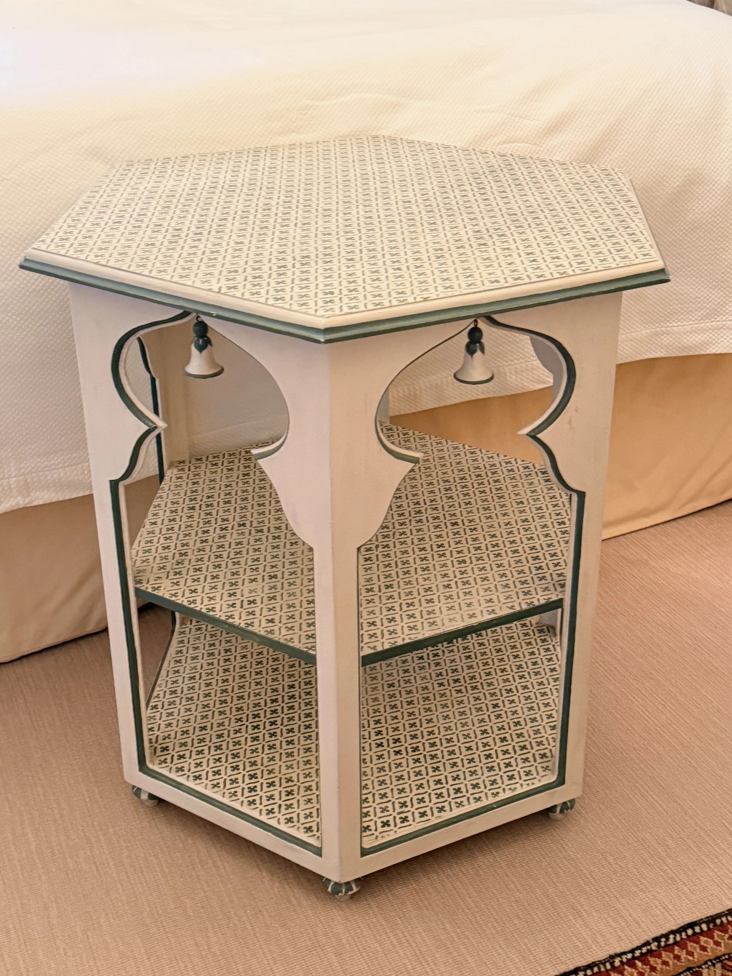 Hexagonal Painted Side Tables by Slatkin & Co; 2 available